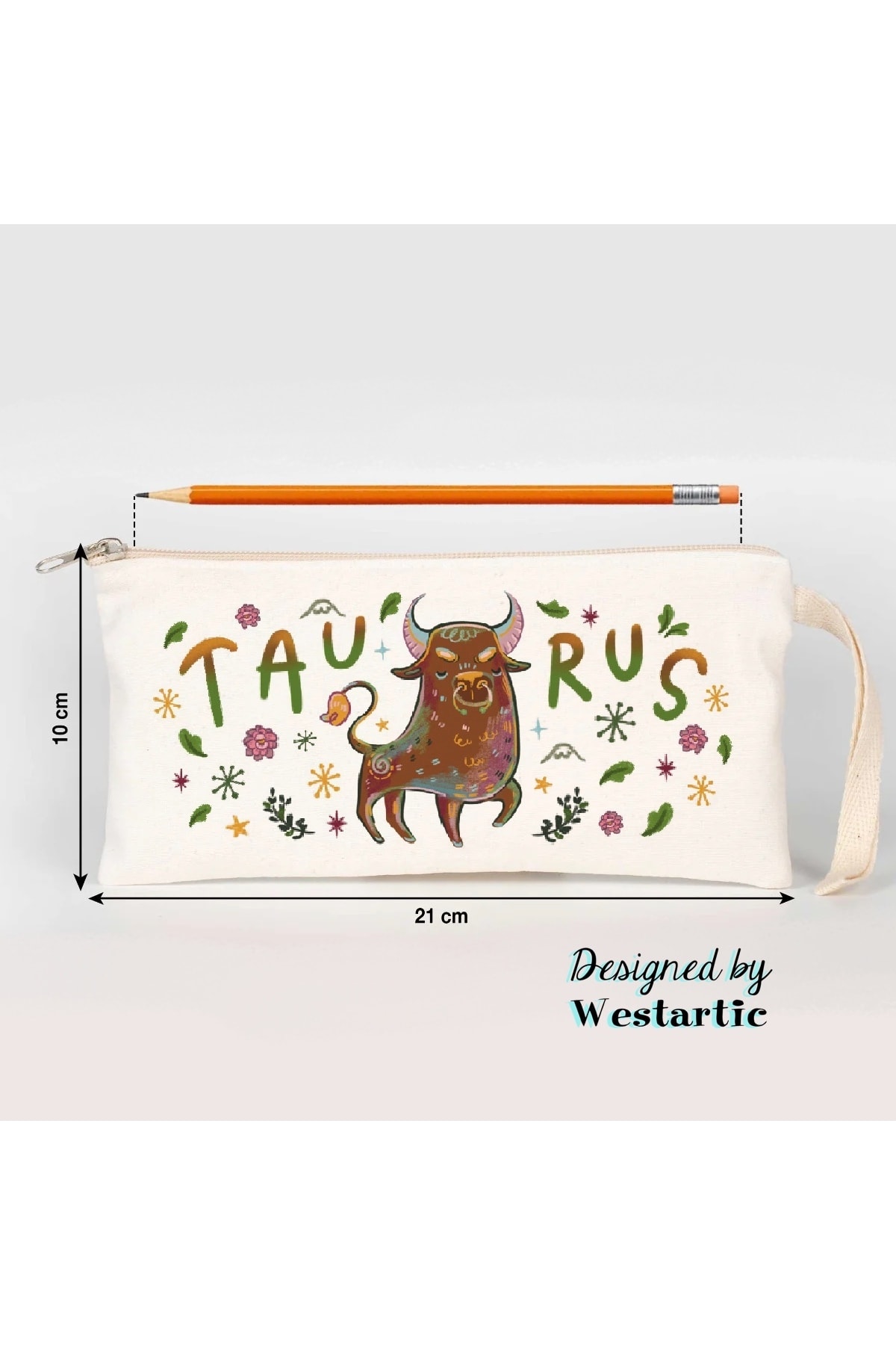 Taurus Boğa Burcu Özel Tasarım Burç Kalem Kutusu Kalemlik Mini Makyaj Çantası