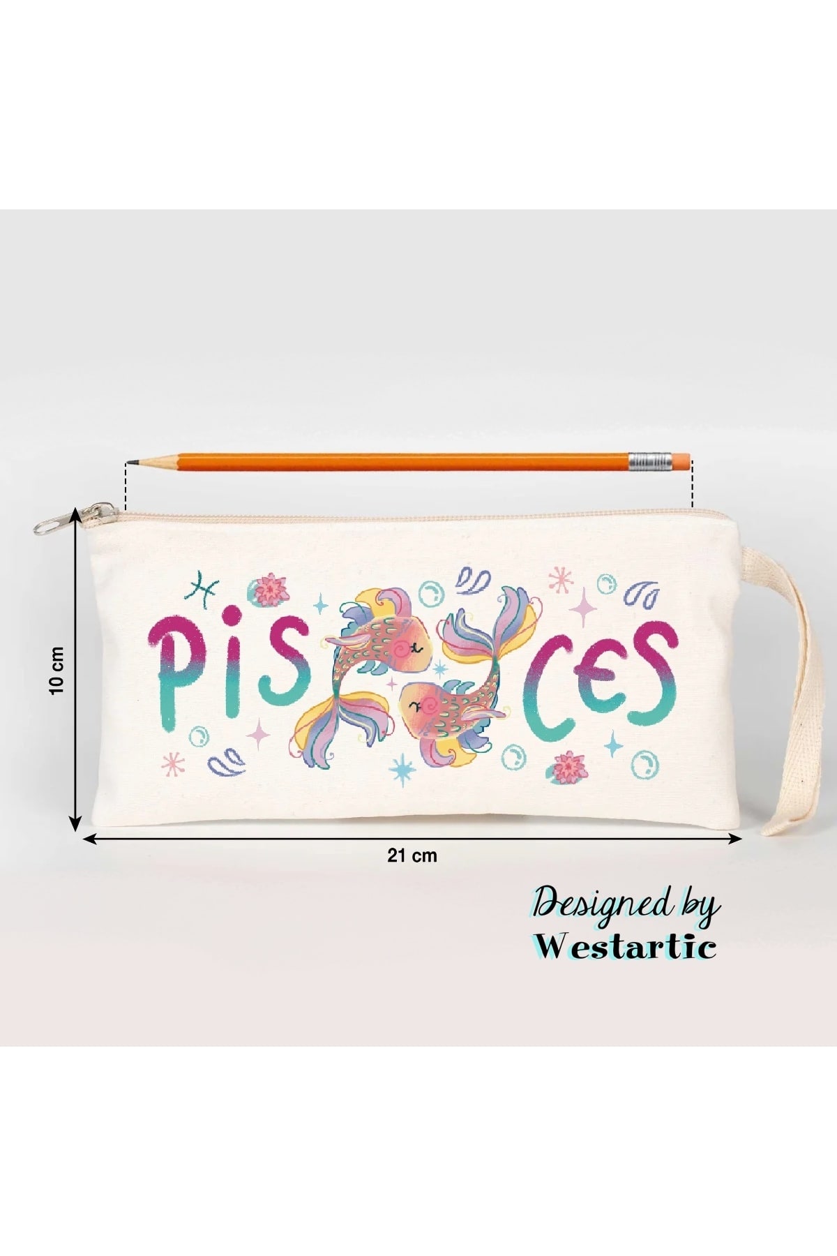Pisces Balık Burcu Özel Tasarım Burç Kalem Kutusu Kalemlik Mini Makyaj Çantası