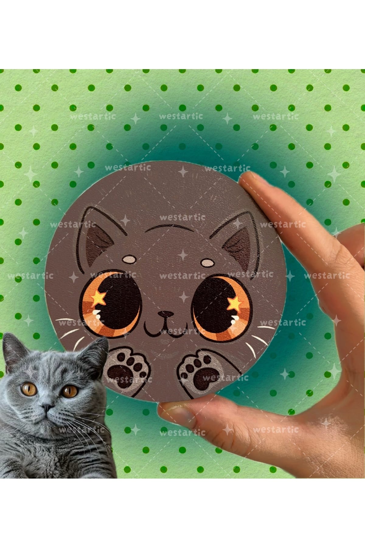 westcats BRİTİSH SHORTHAİR Gri Kedi Tasarım Kupa Fincan Bardak Altlığı