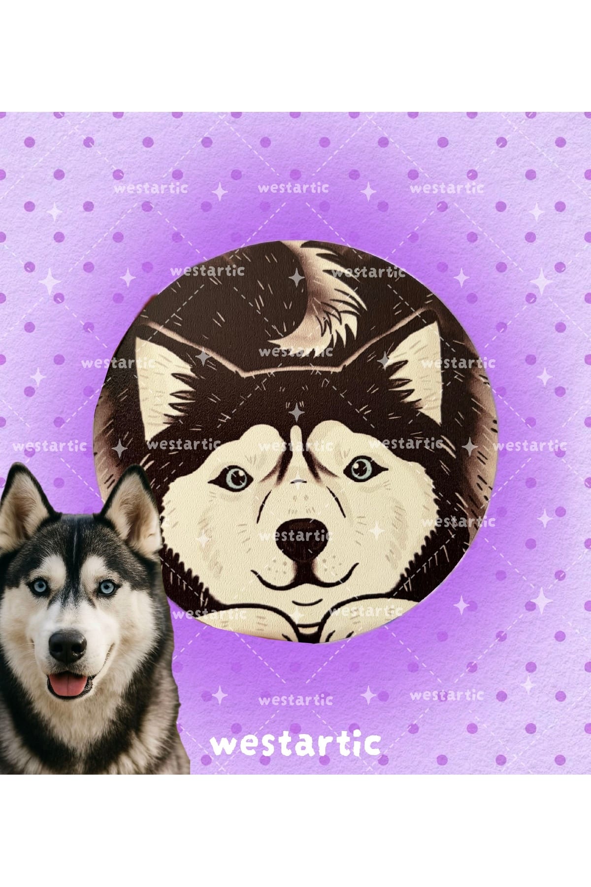 westdogs Husky Köpek Sibirya Kurdu Tasarım Bardak Altlığı