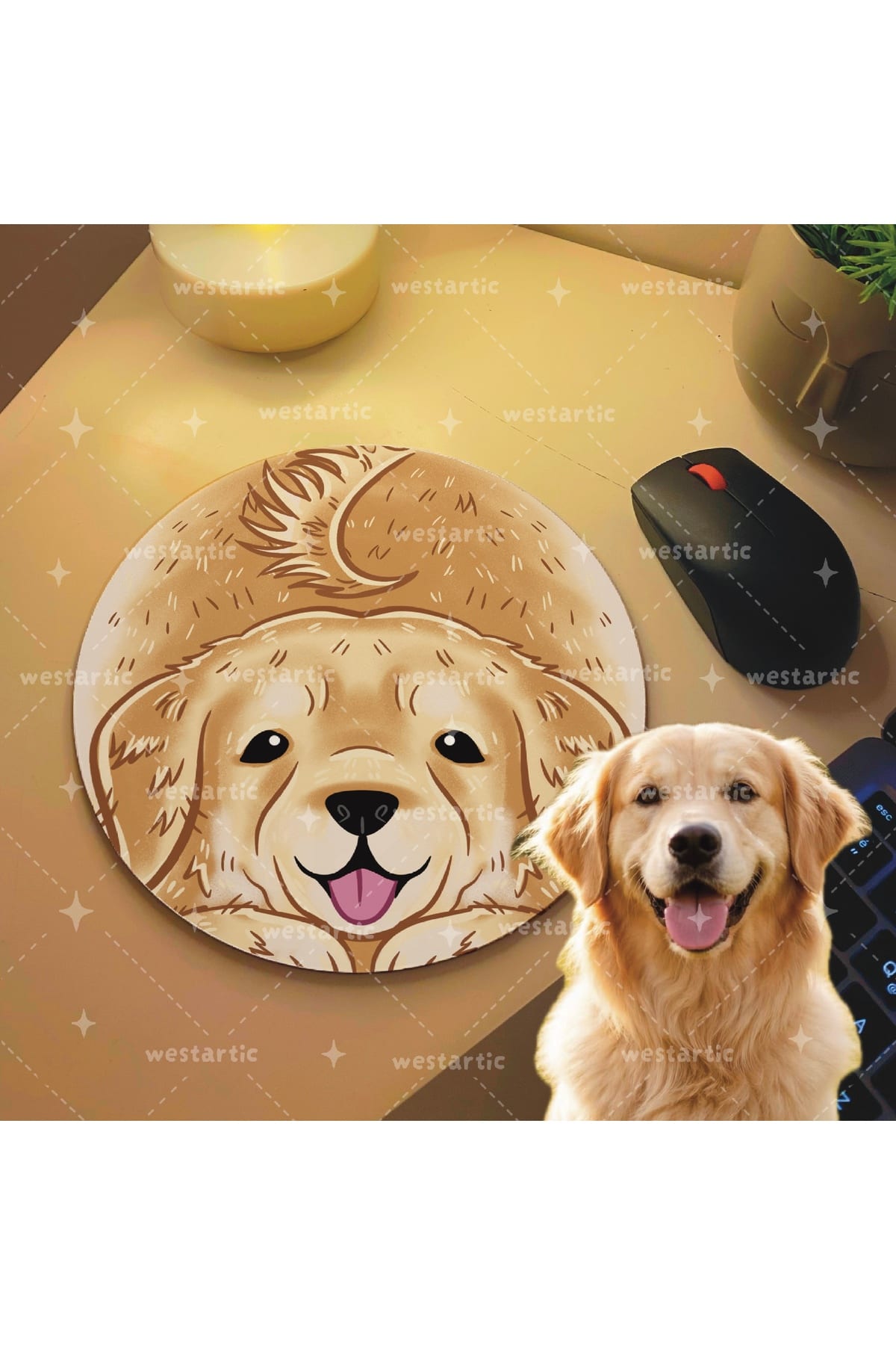 westdogs Golden Retriever Sarı Tasarım Mousepad Mouse Pad Altlığı