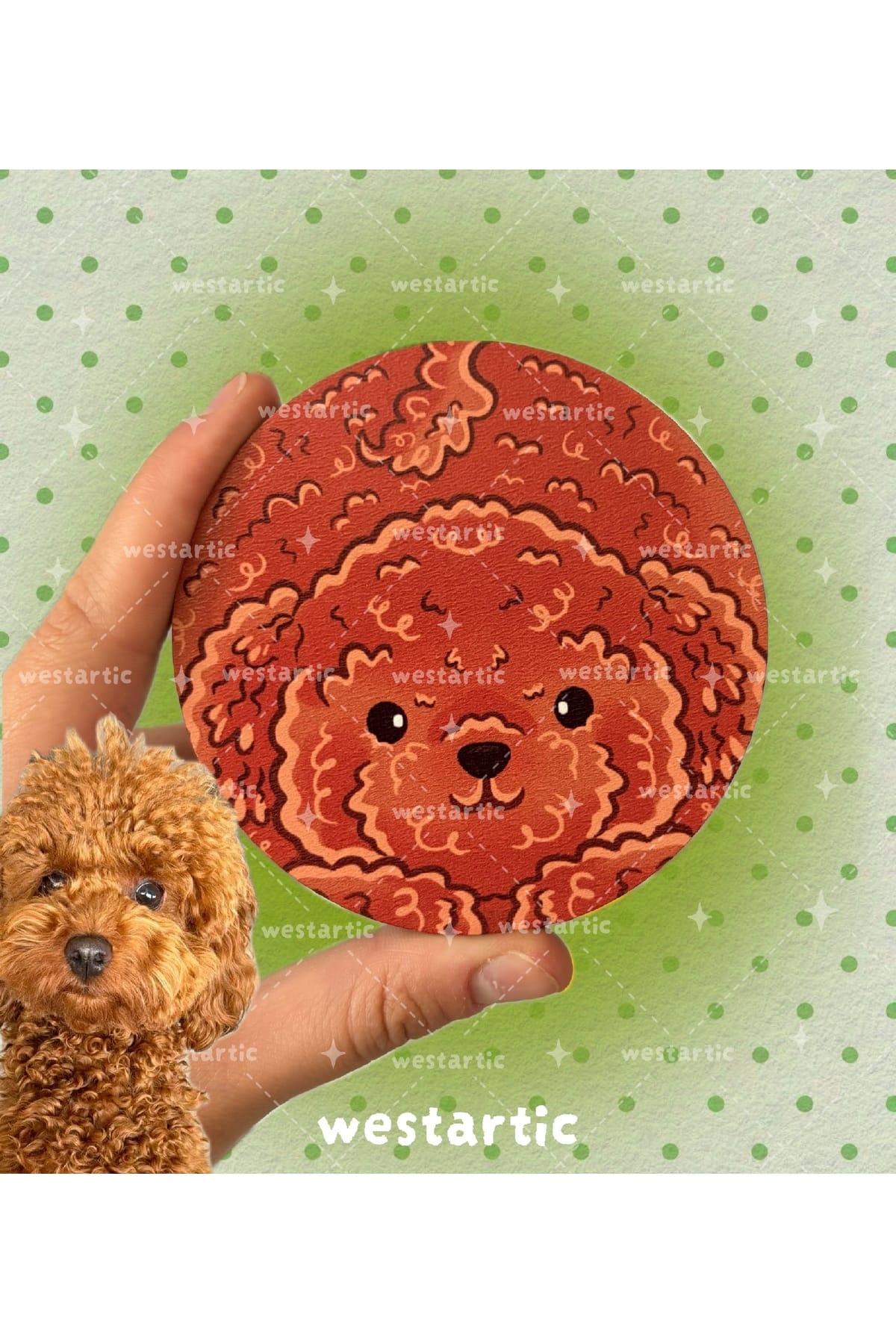 westdogs Toy Poodle Cockapoo Karamel Kaniş Köpek Tasarım Bardak Altlığı