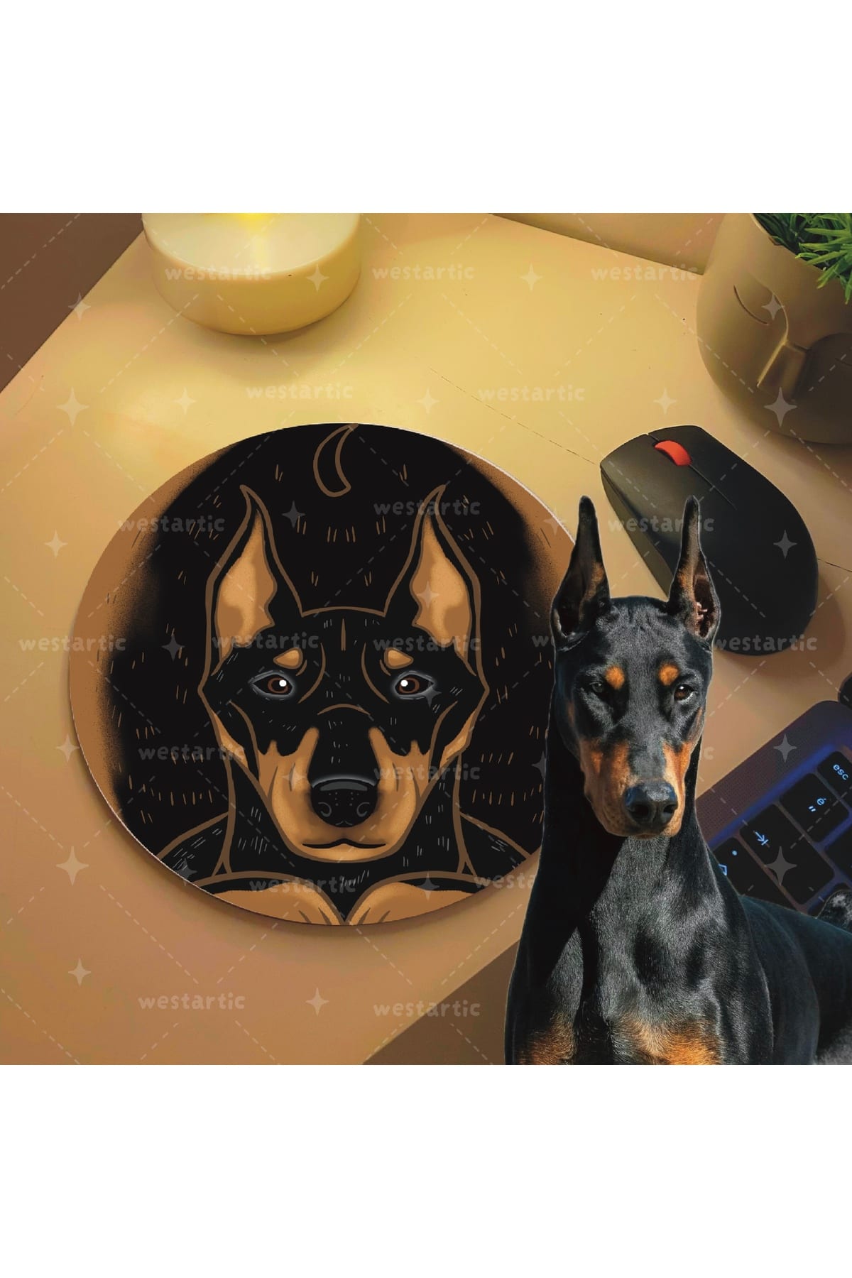westdogs Doberman Siyah Köpek Tasarım Mousepad Mouse Pad Altlığı