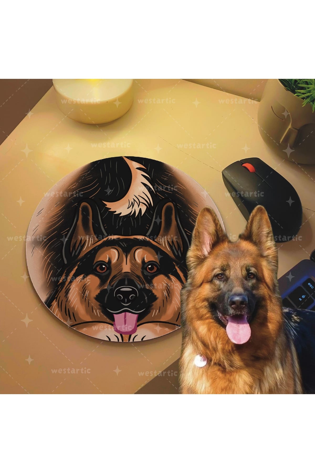 westdogs Alman Çoban Köpeği Kurdu Köpek Tasarım Mousepad Mouse Pad Altlığı