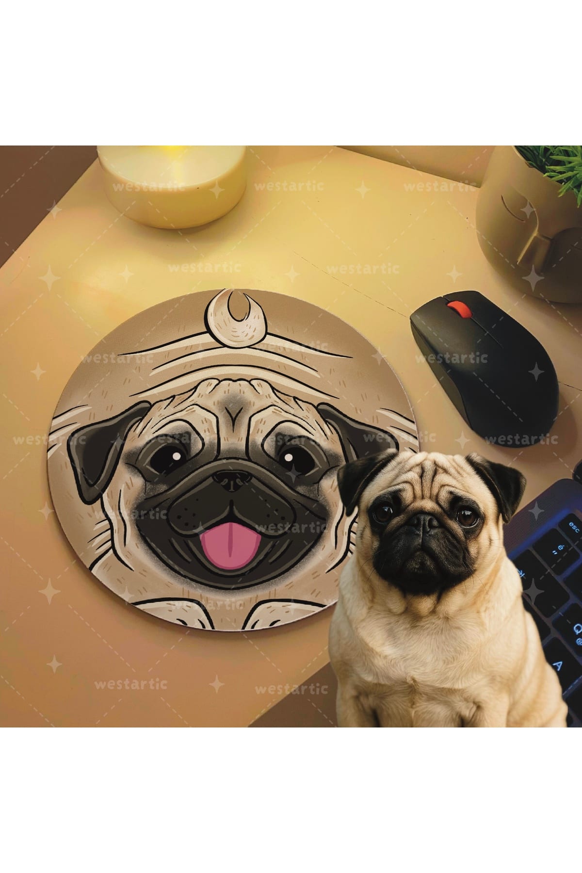 westdogs Pug Köpek Tasarım Mousepad Mouse Pad Altlığı