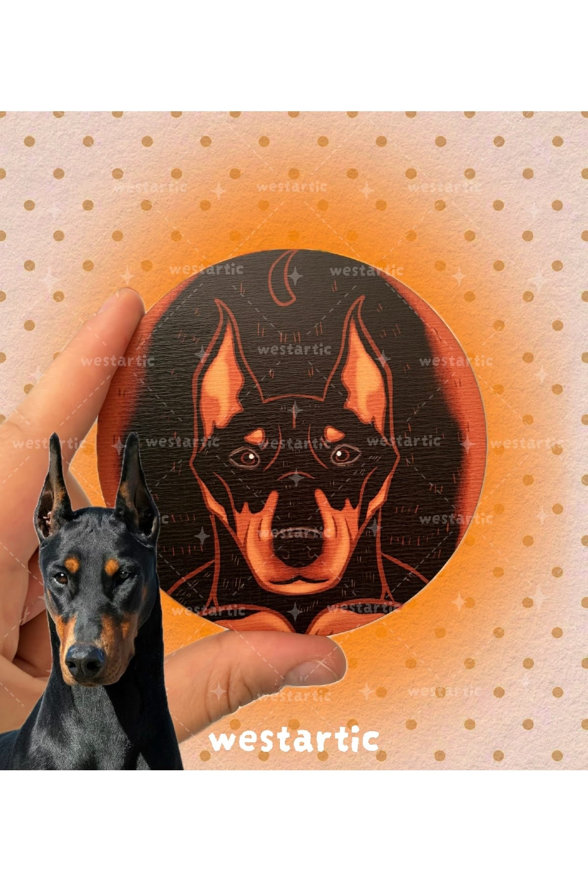 westdogs Doberman Siyah Köpek Tasarım Bardak Altlığı
