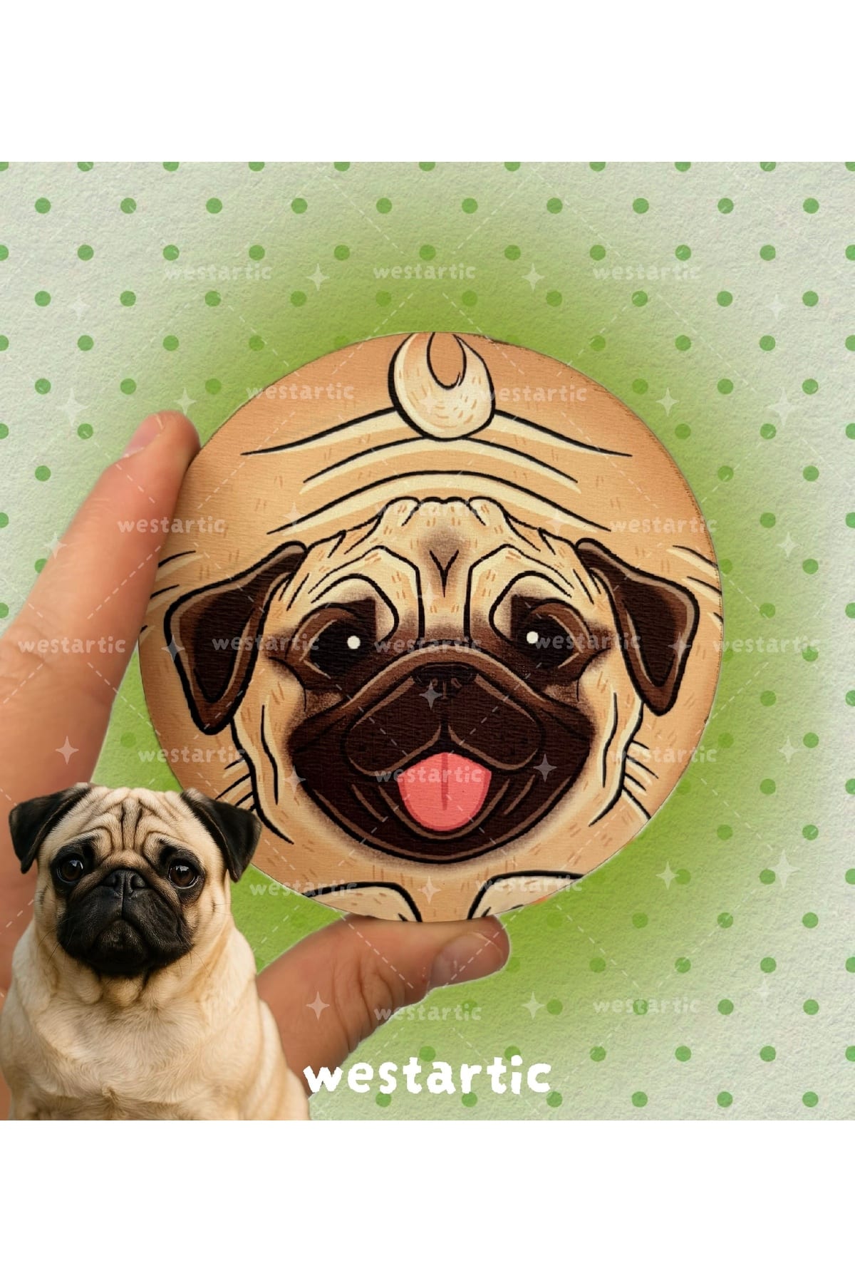 westdogs Pug Köpek Tasarım Tasarım Bardak Altlığı
