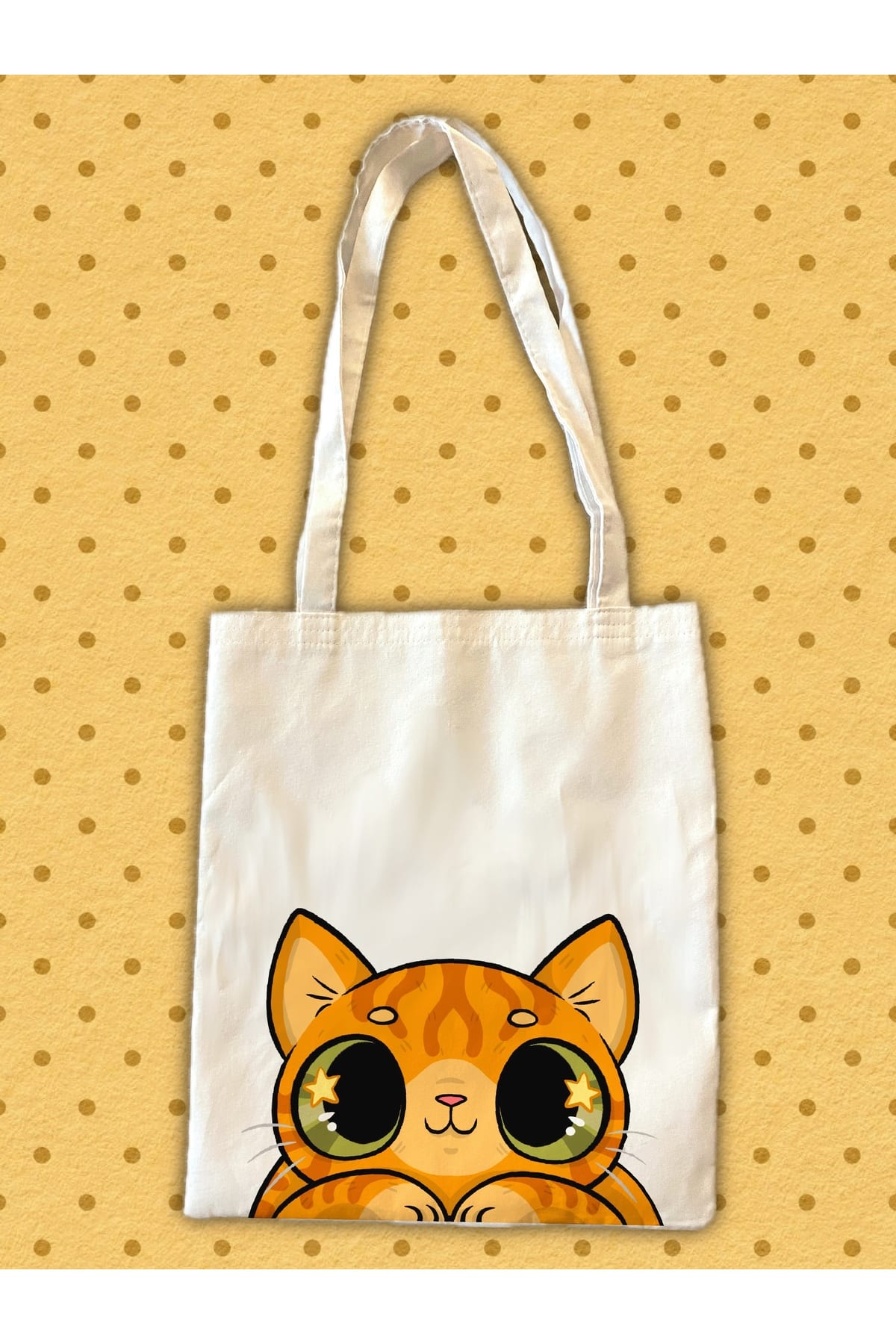 westcats Sarman Sarı Turuncu Kedi Orange Cat Tasarım Tote Bez Kumaş Çanta