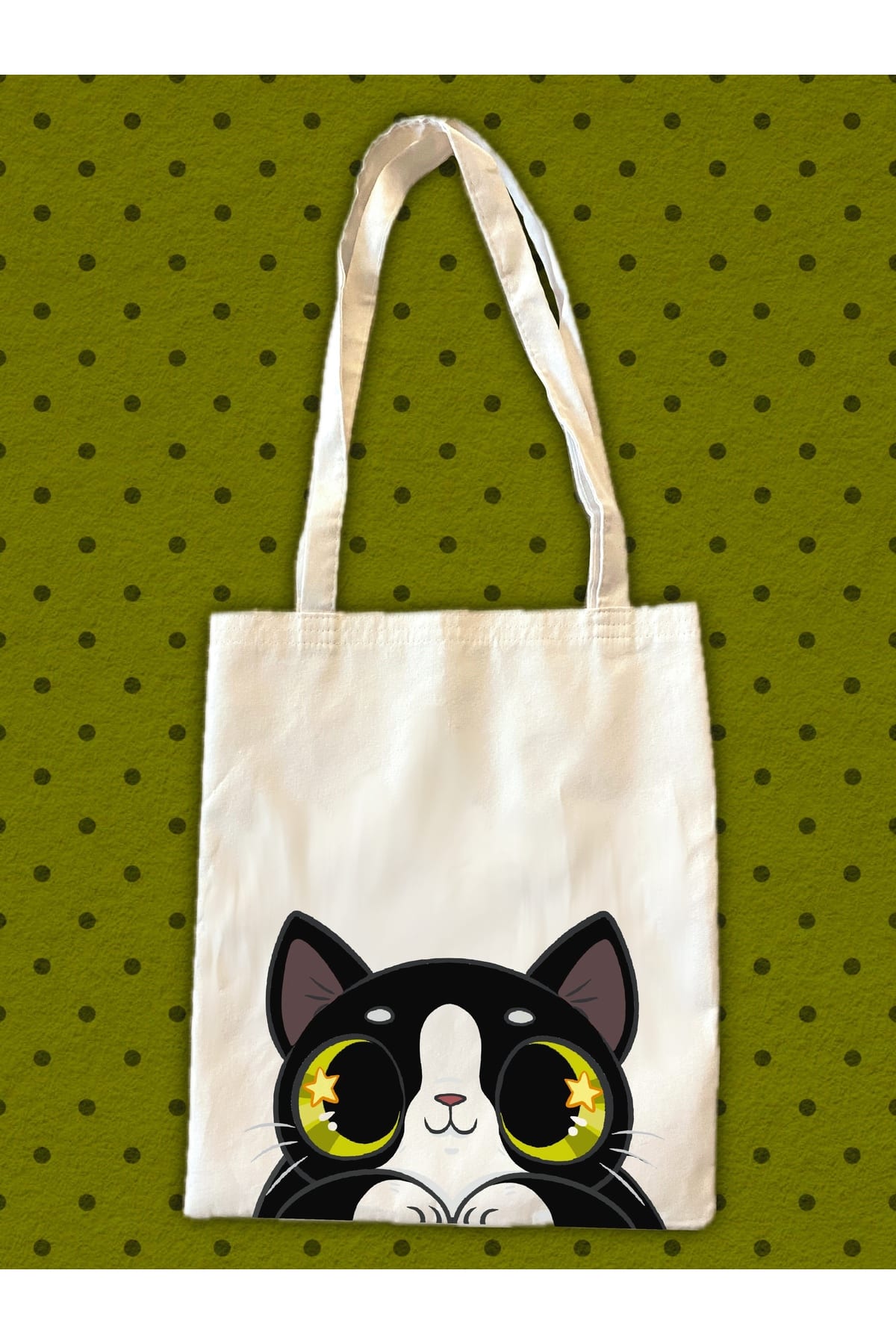 westcats Smokin Siyah Beyaz Kedi Tuxedo Cat Tasarım Tote Bez Kumaş Çanta