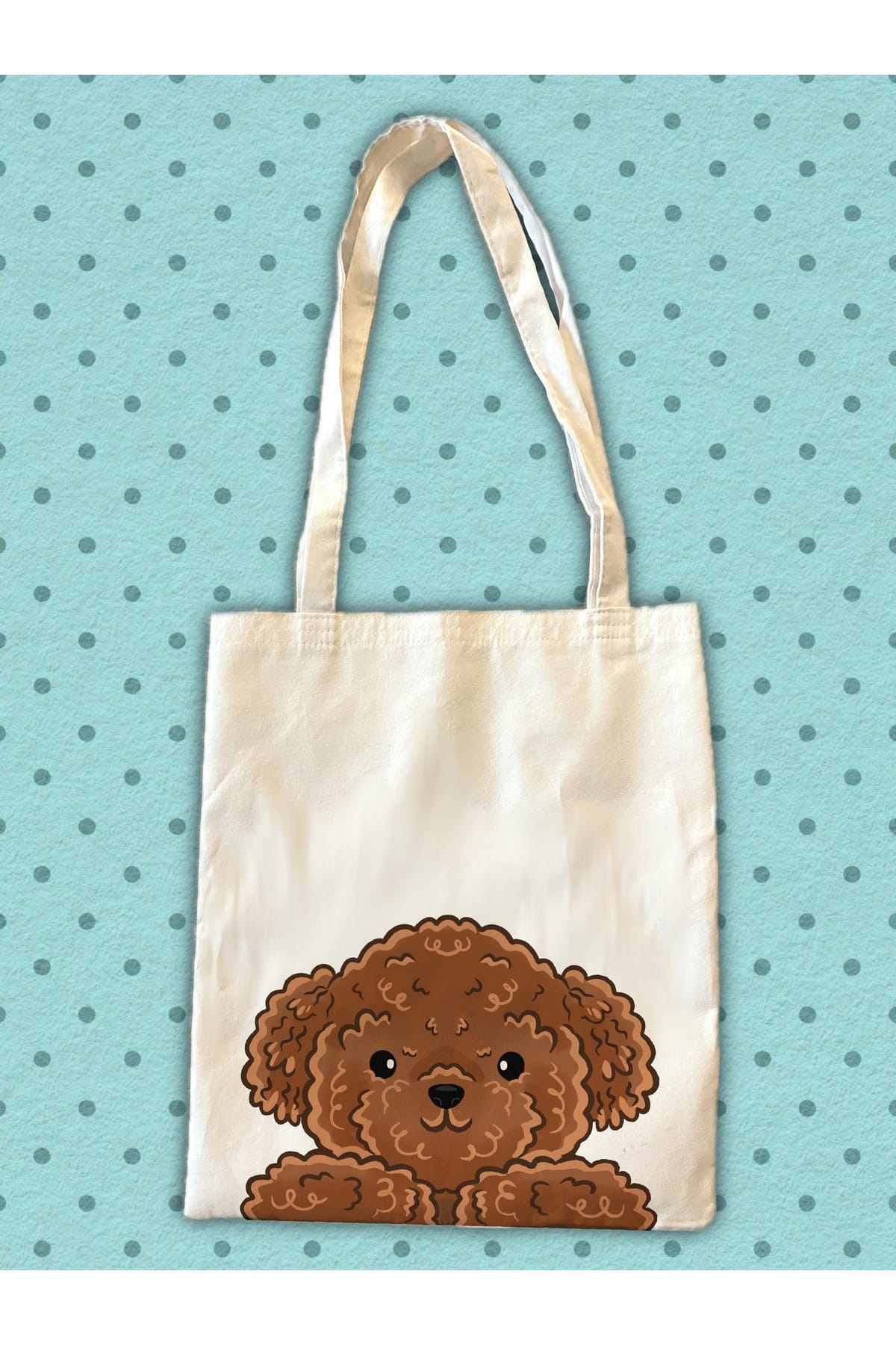 westdogs Toy Poodle Cockapoo Karamel Kaniş Köpek Tasarım Tote Bez Kumaş Çanta