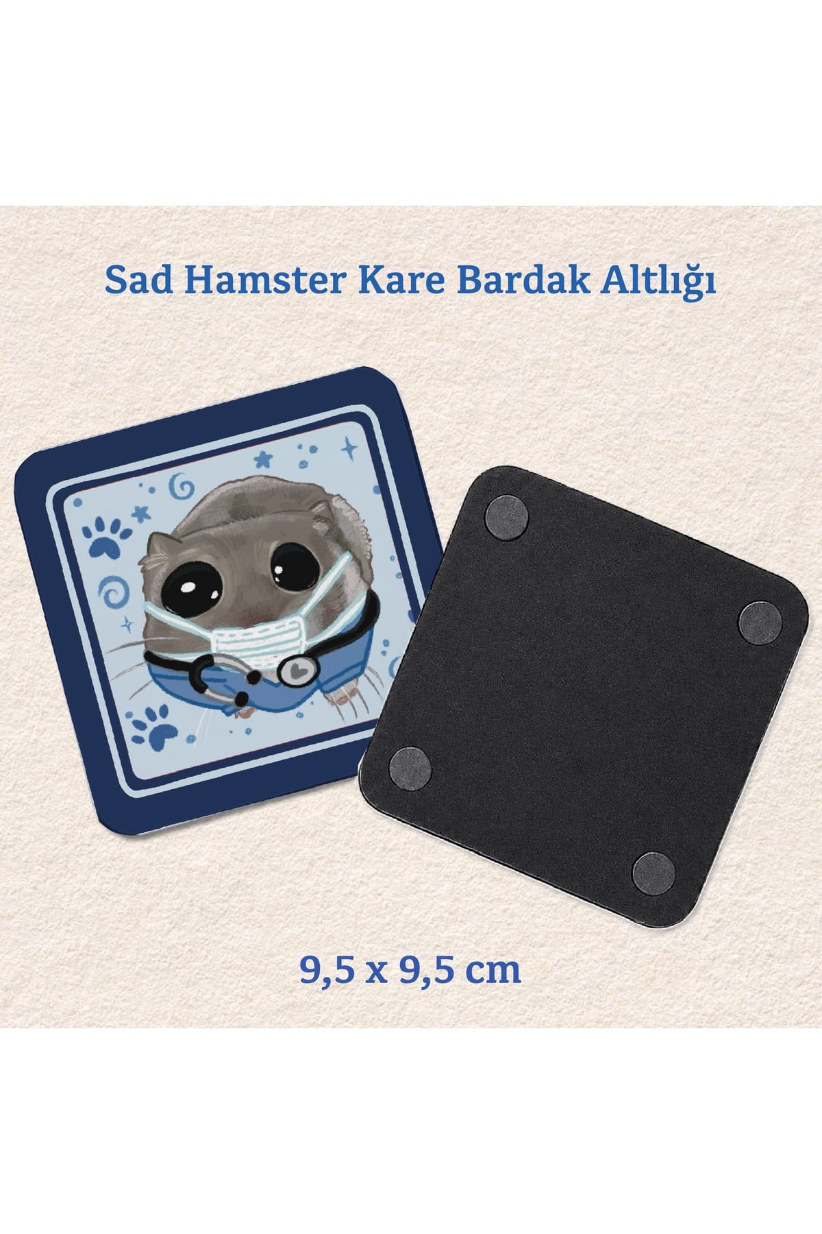 Sad Hamster - Veteriner Hayvan Doktoru Kostümlü Bardak Altlığı