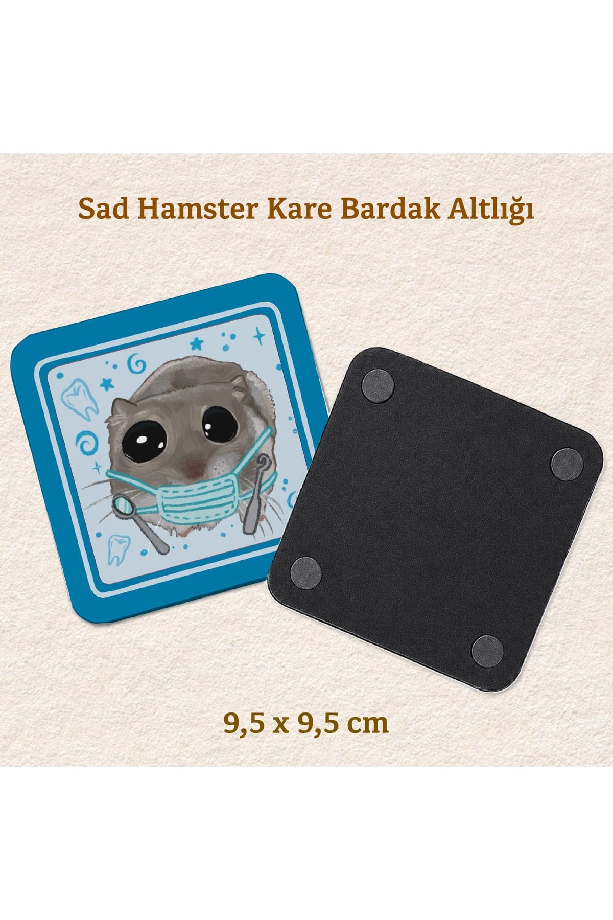 Sad Hamster - Diş Hekimi Doktor Kostümlü Bardak Altlığı