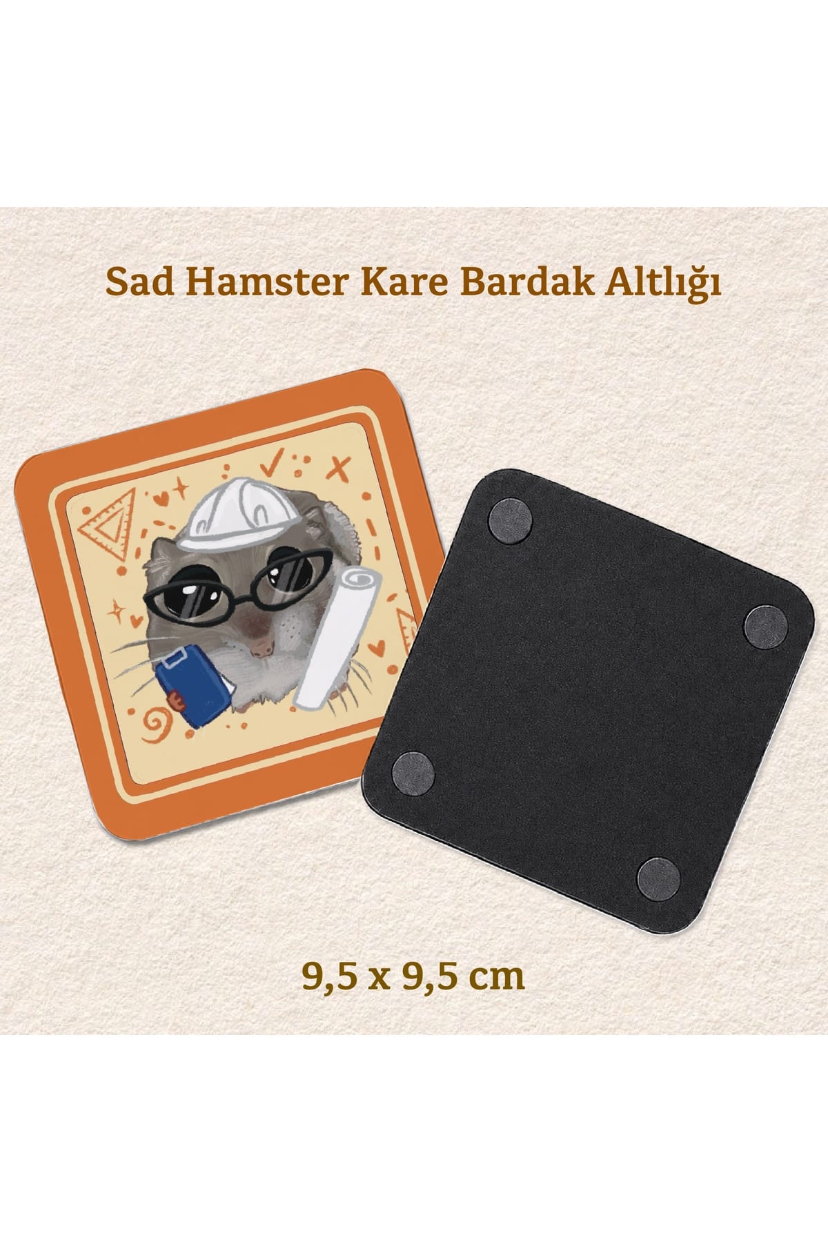 Sad Hamster - Mimar İnşaat Proje Kostümlü Bardak Altlığı