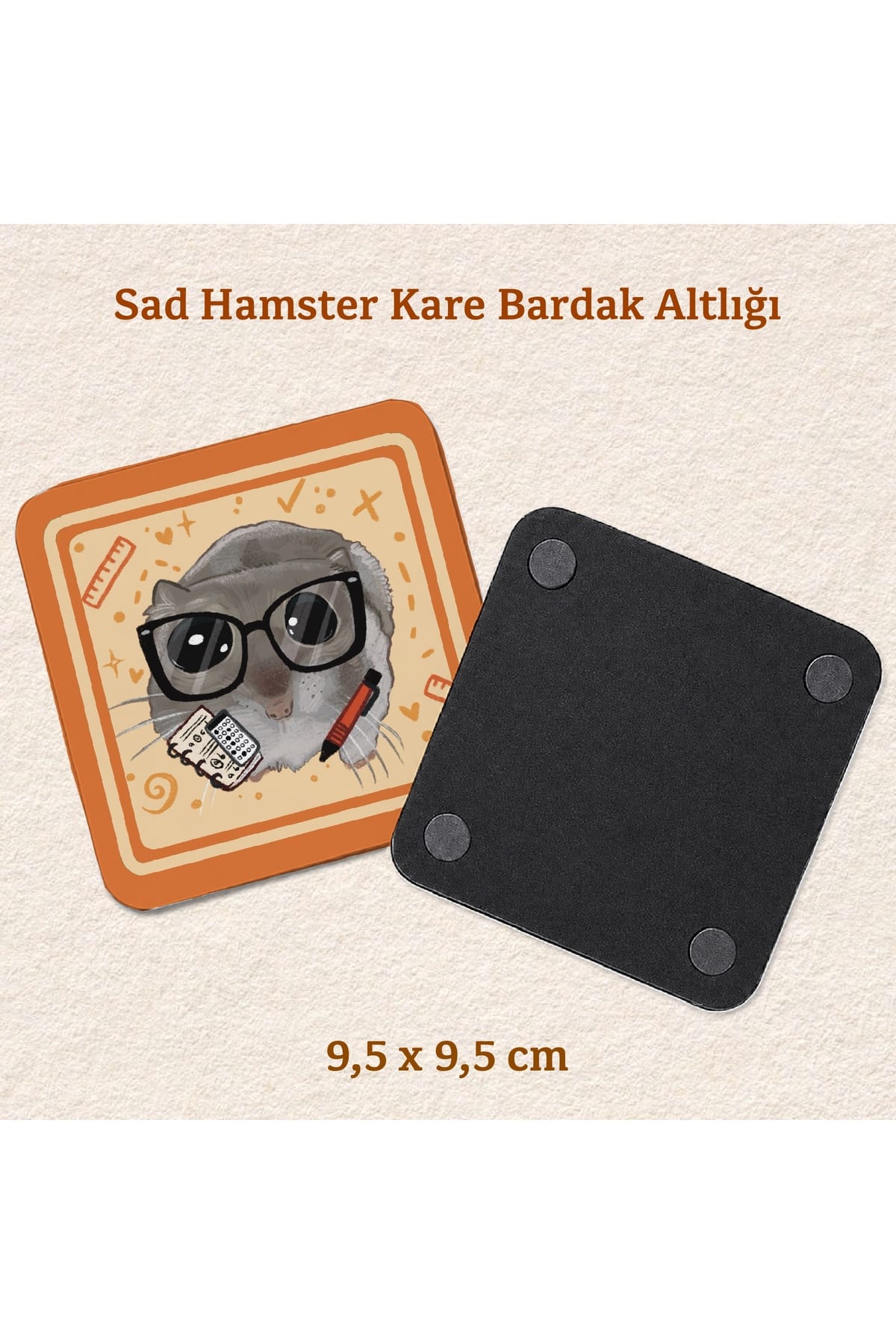 Sad Hamster - Öğrenci Sınav Kostümlü Bardak Altlığı