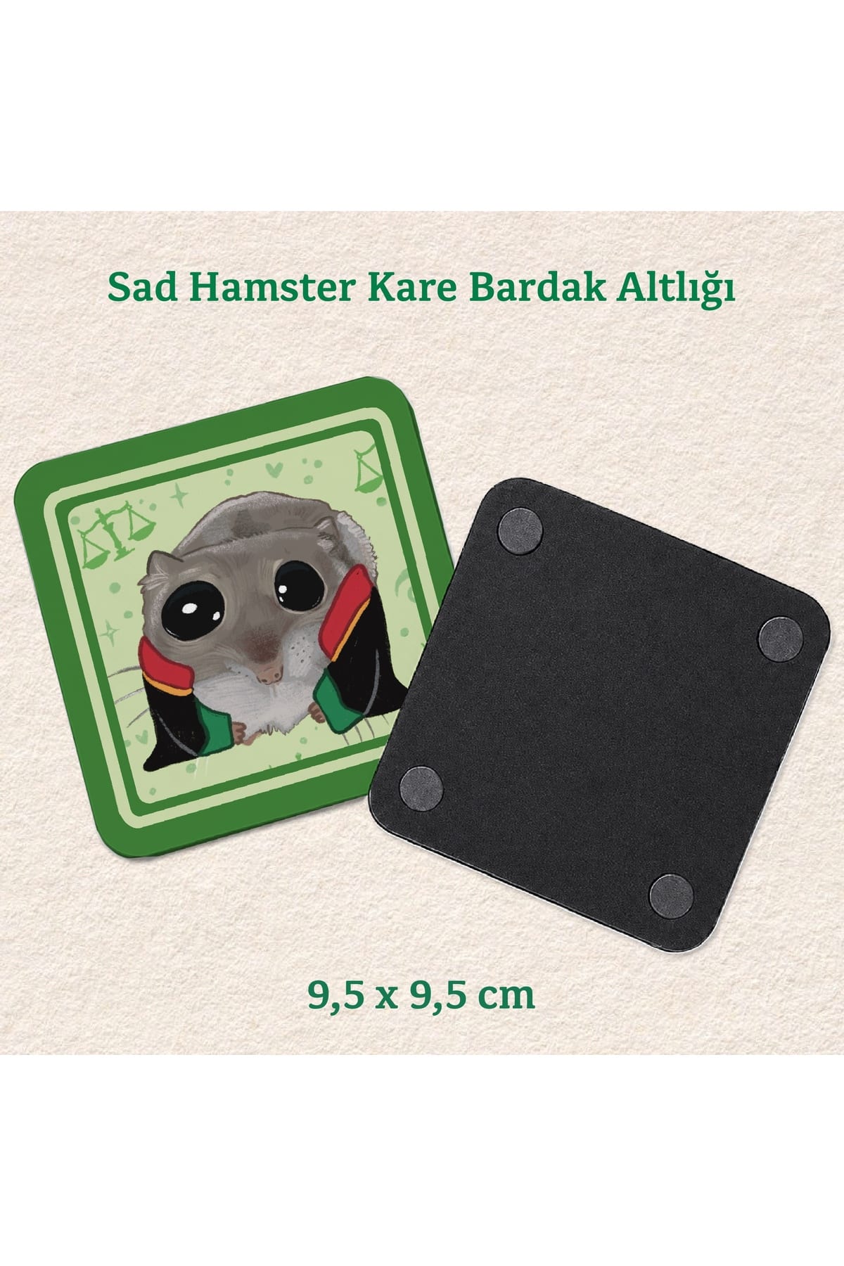Sad Hamster - Avukat Hukuk Kostümlü Bardak Altlığı