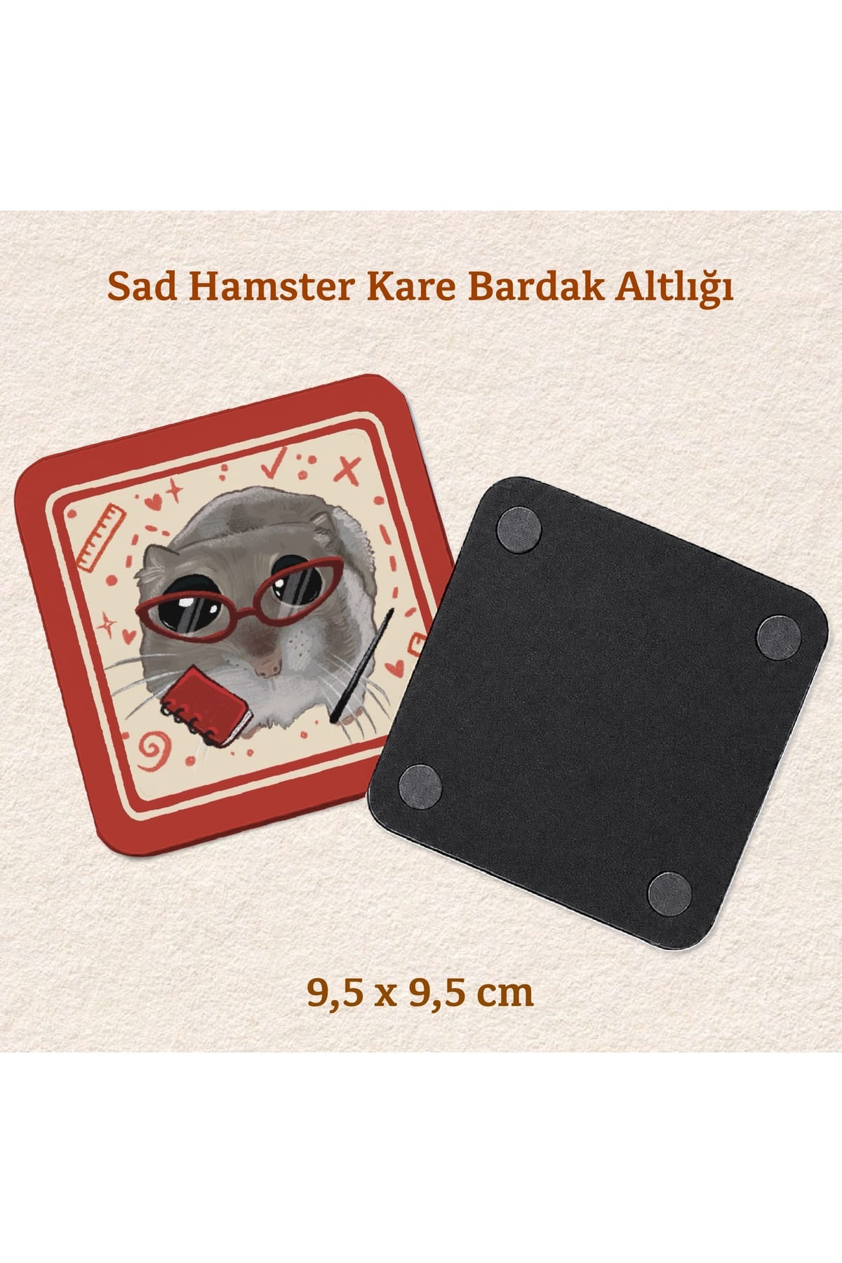 Sad Hamster - Öğretmen Kostümlü Bardak Altlığı