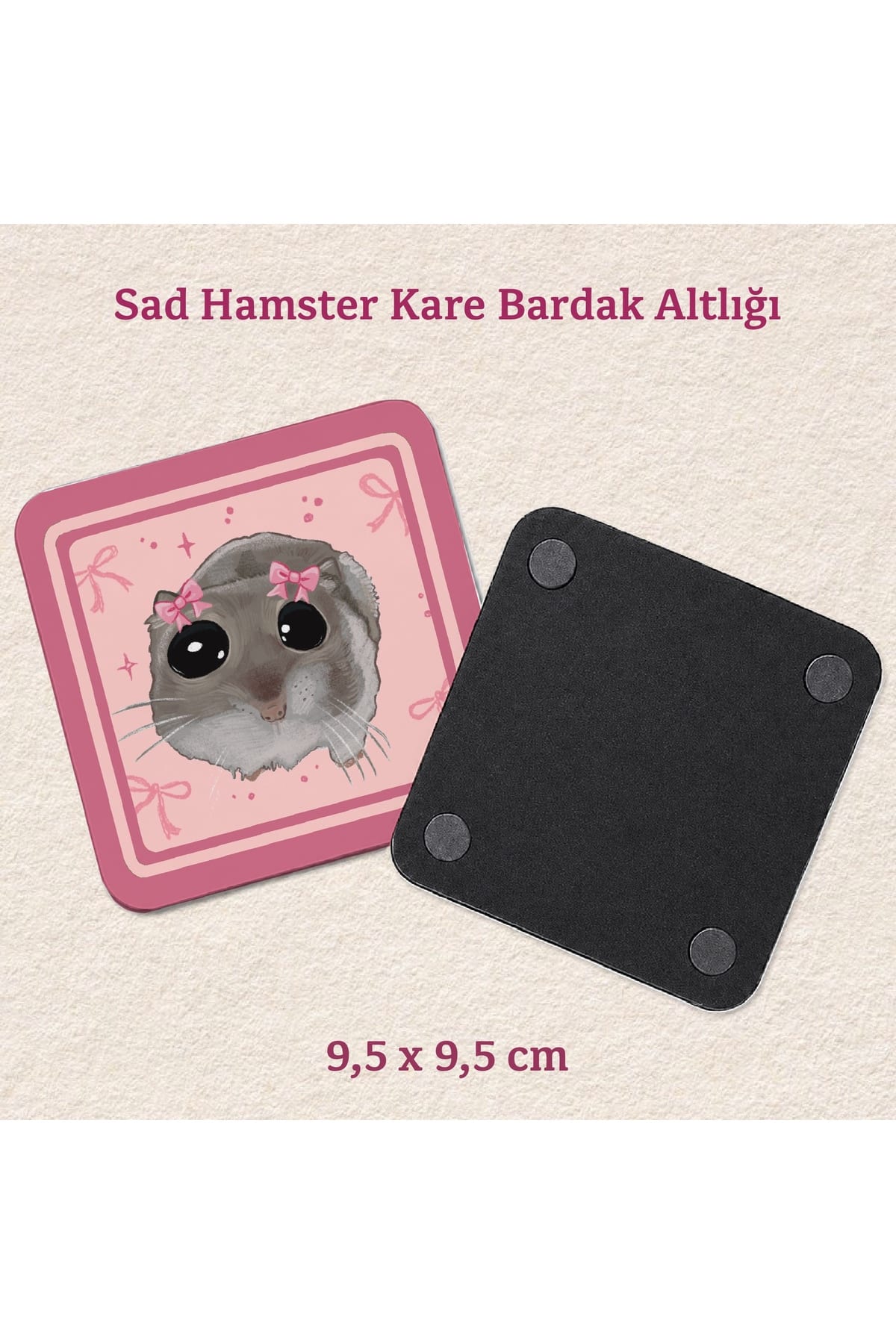 Sad Hamster - I’m Just a Girl Pembe Kurdeleli Bardak Altlığı