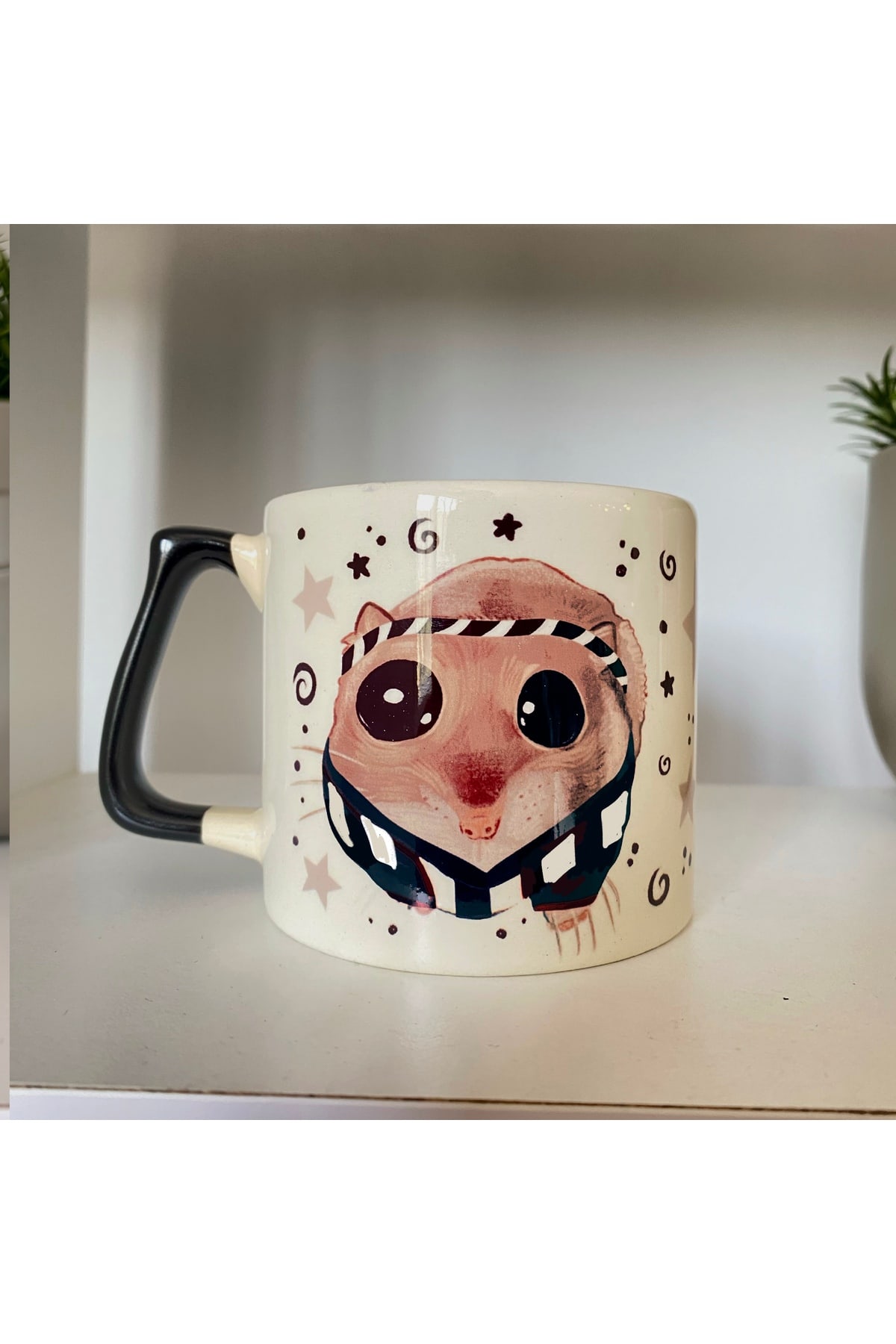 Sad Üzgün Hamster - Siyah-Beyaz Taraftar Fanatik Formalı Kupa Kahve Fincanı