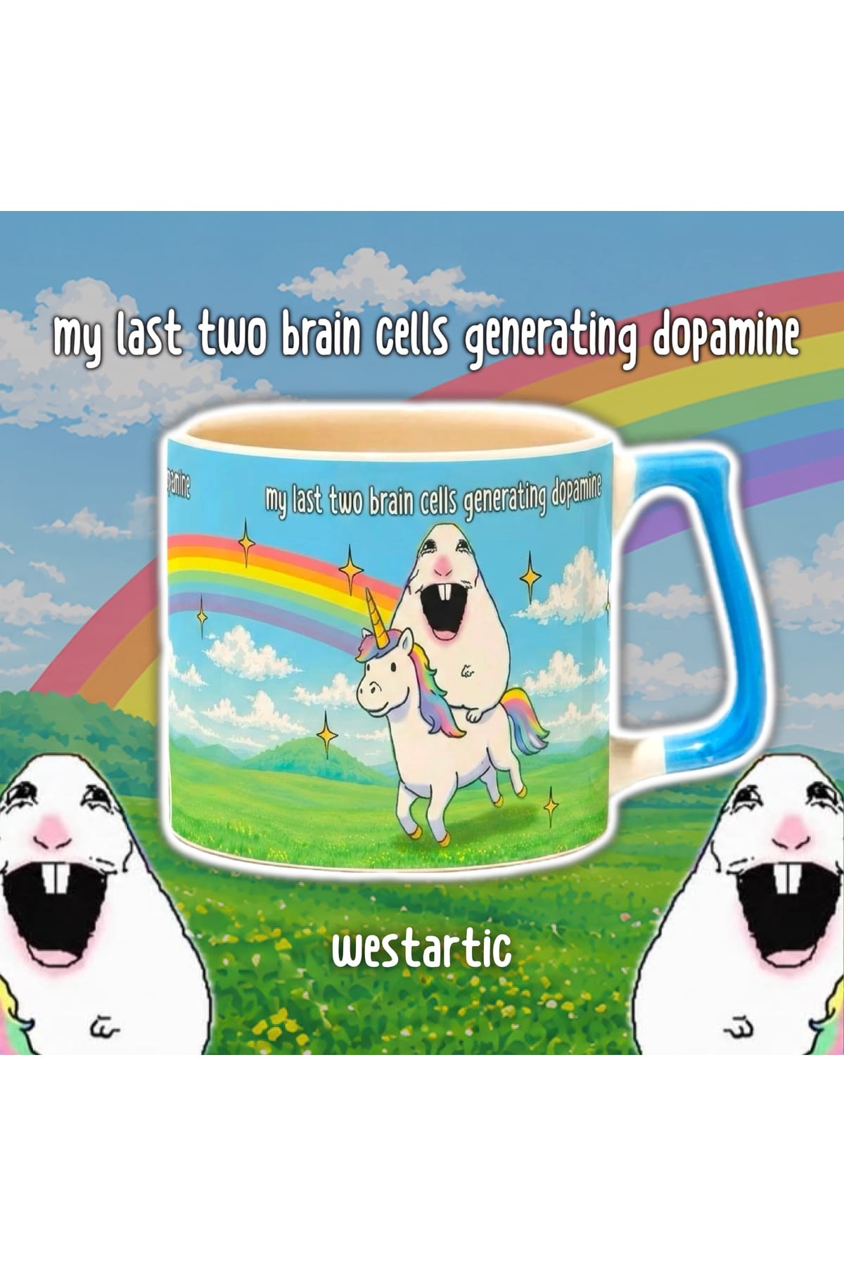 Basic Hamster Meme “Dopamin Üreten Son 2 Beyin Hücrem” Yazılı Mizah Komik Kupa Kahve Fincanı