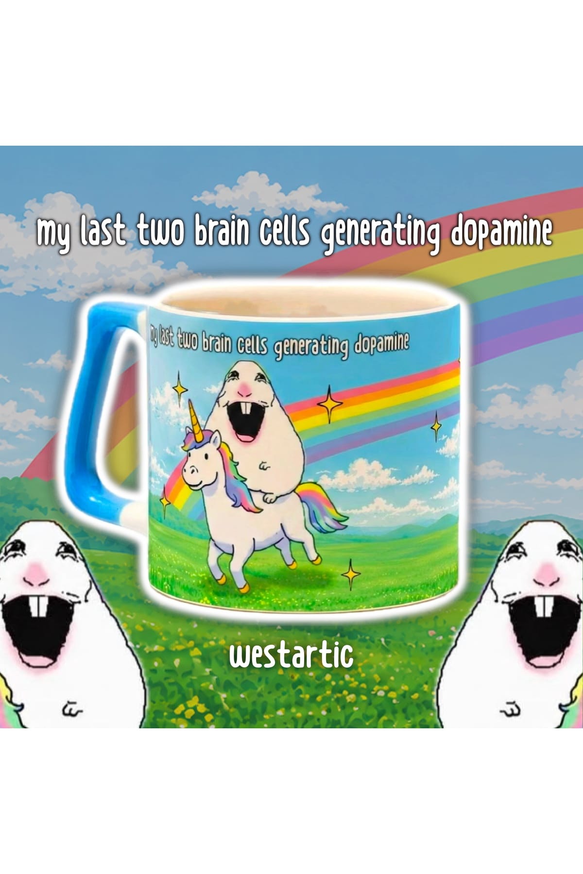 Basic Hamster Meme “Dopamin Üreten Son 2 Beyin Hücrem” Yazılı Mizah Komik Kupa Kahve Fincanı görsel 2