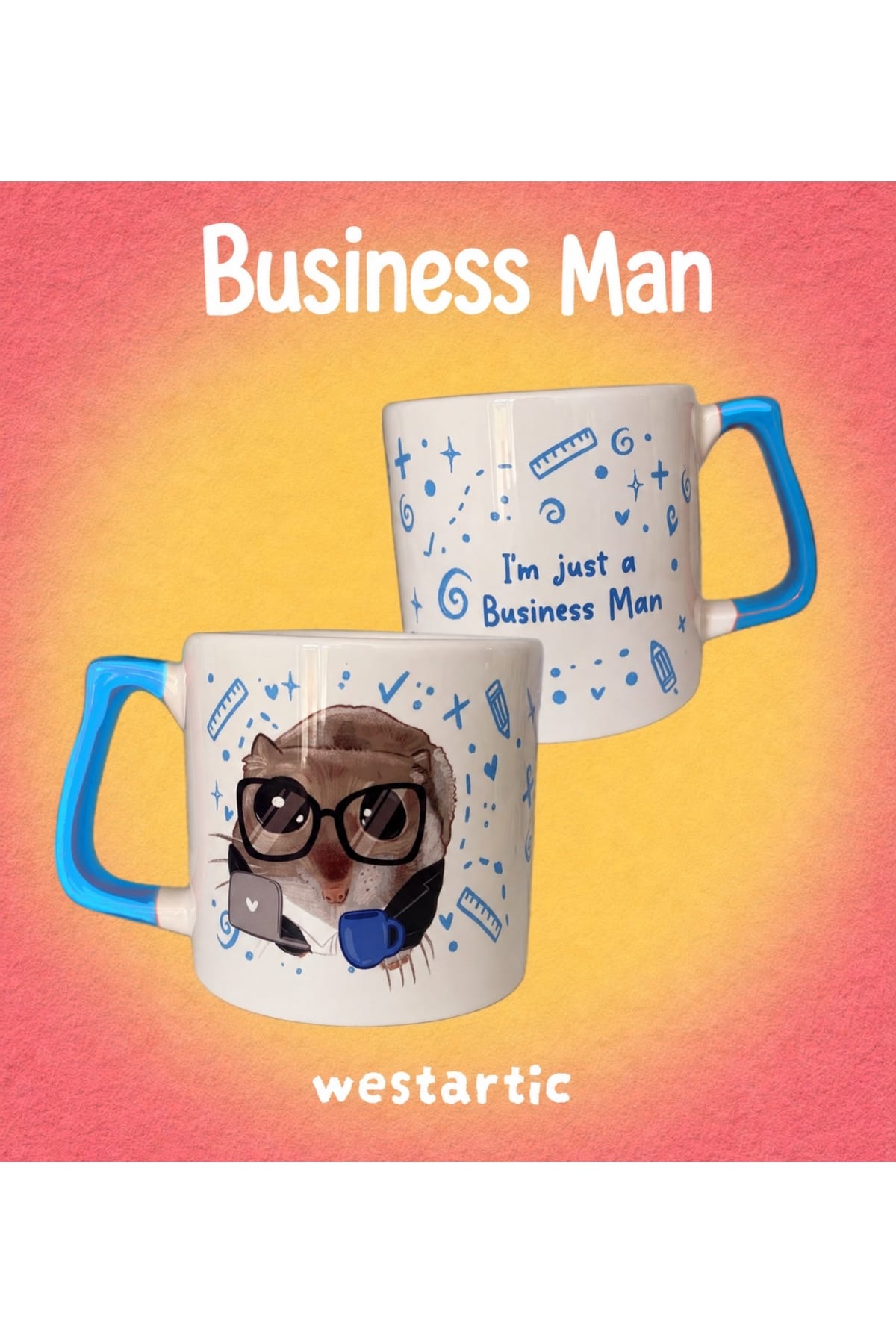 Sad Üzgün Hamster - Business Man Komik Meme Kupa Kahve Fincanı