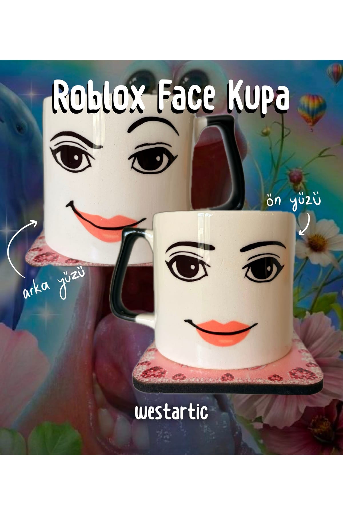 Roblox Suratlı Kadın Face Meme Komik Eğlenceli Kupa Fincan