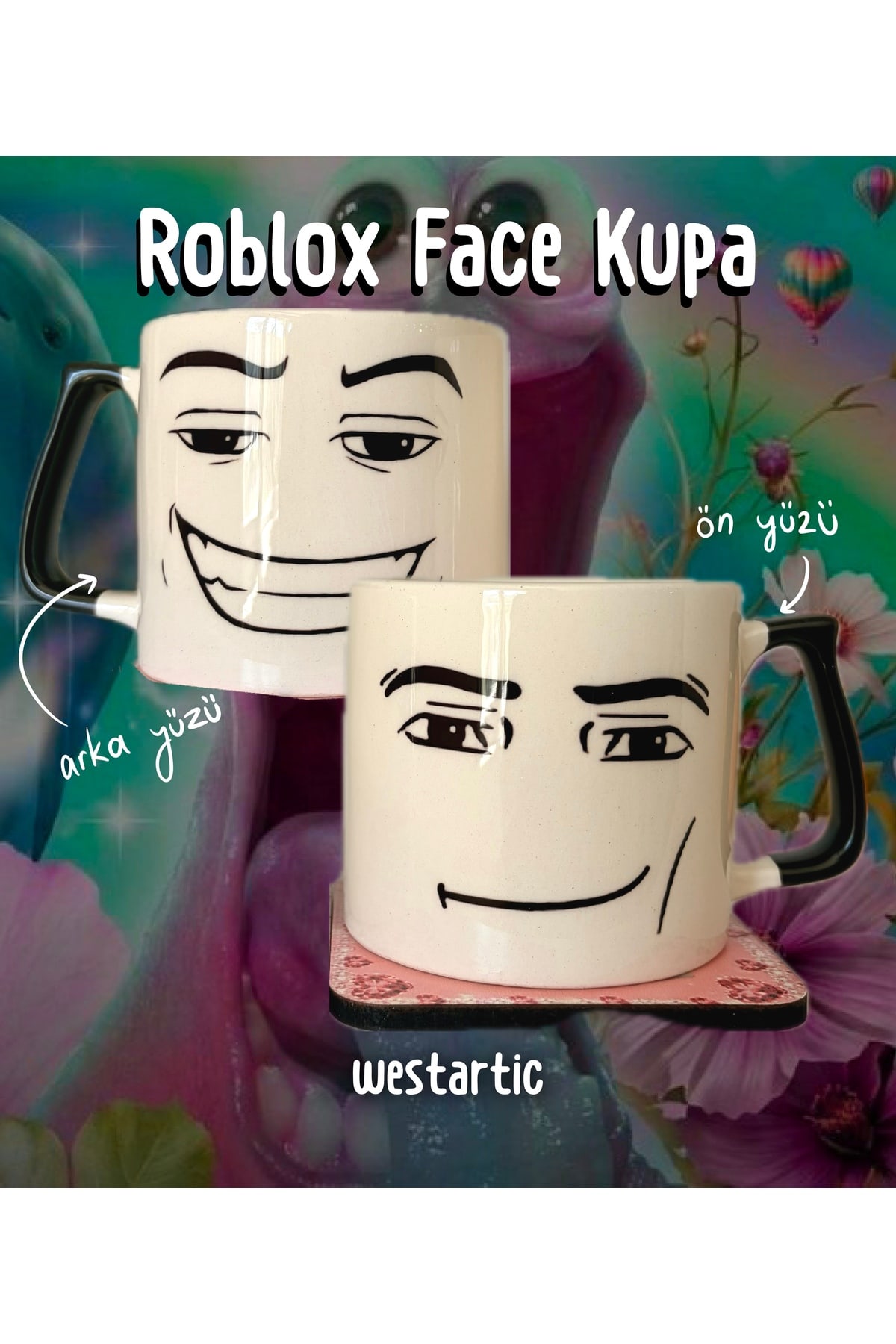 Roblox Man Face Suratlı Erkek Meme Komik Eğlenceli Kupa Fincan