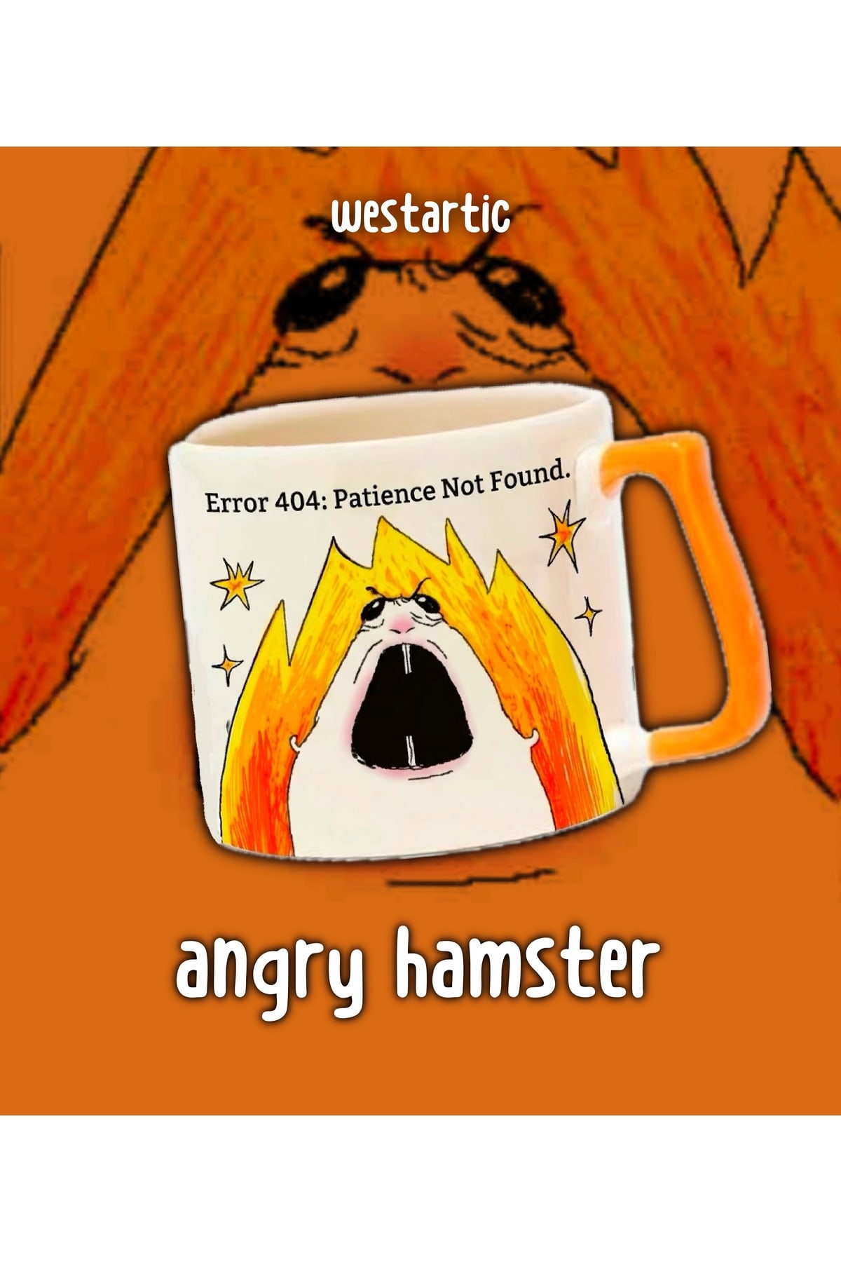 “Error 404: Patience Not Found.” yazılı angry sinirli hamster Meme Kupa Bardak Fincan