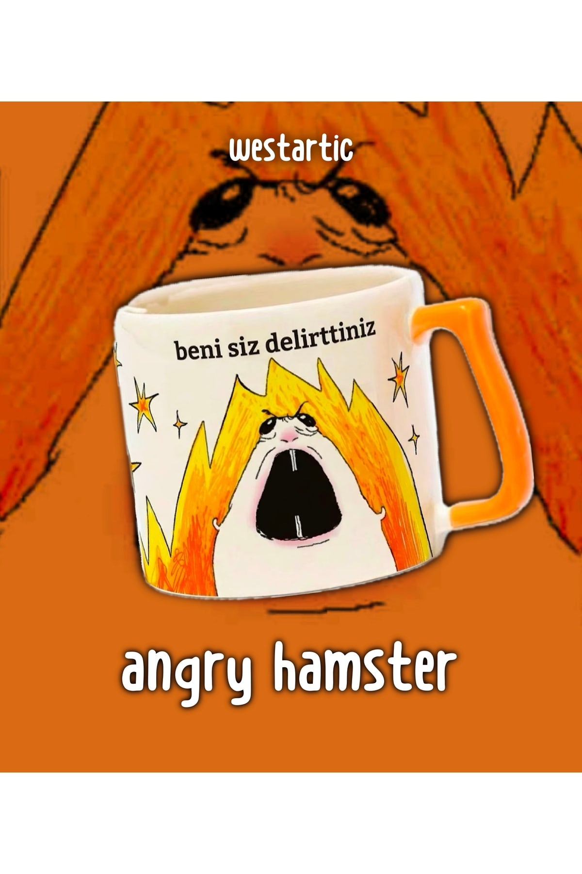 “beni siz delirttiniz” yazılı angry sinirli hamster Meme Kupa Bardak Fincan