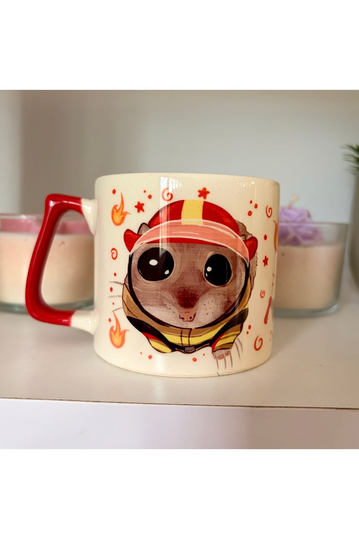 Sad Üzgün Hamster - Meslek: İTFAİYECİ (Firefighter) Kupa Bardak Fincan