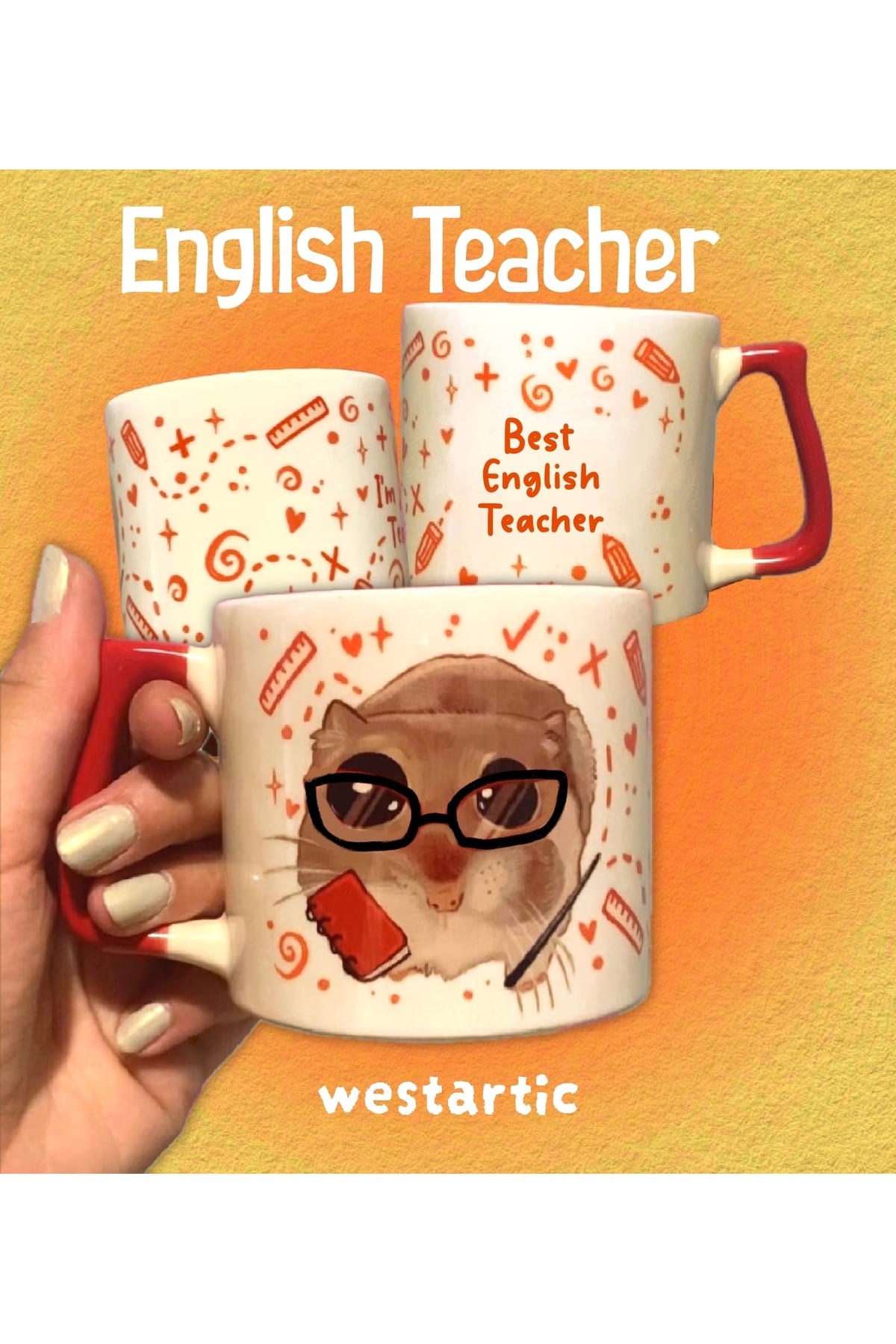 Sad Üzgün Hamster - Meslek: İngilizce Öğretmeni - English Teacher Kupa Bardak Fincan