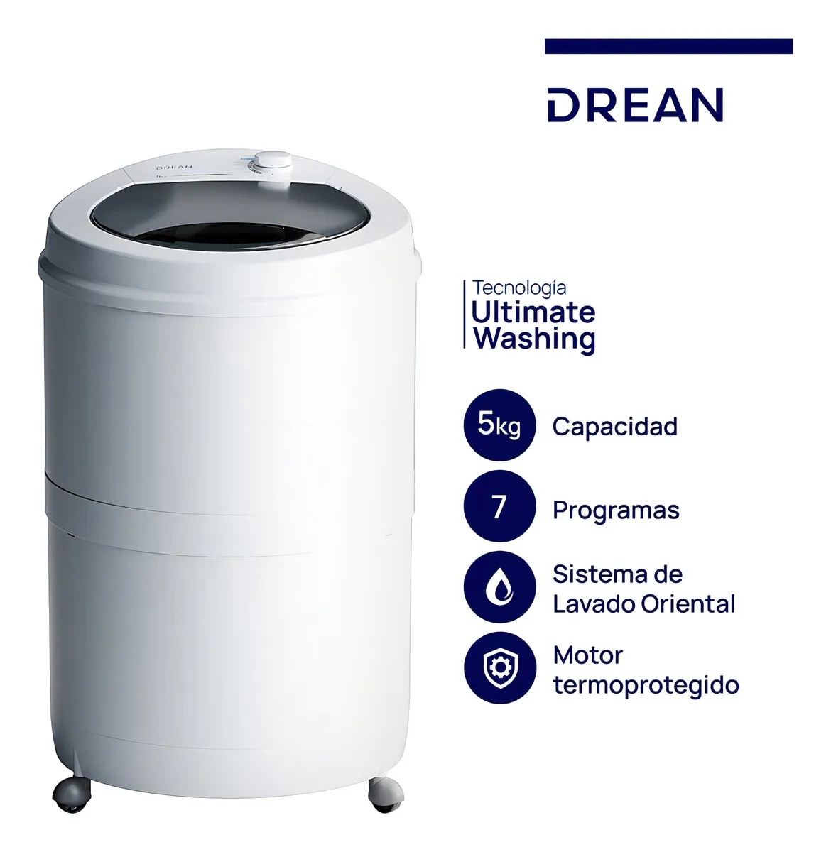 Lavarropas Semiautomático 5 Kg Blanco Drean Lrdr57sb0 Blanco - imagen 1