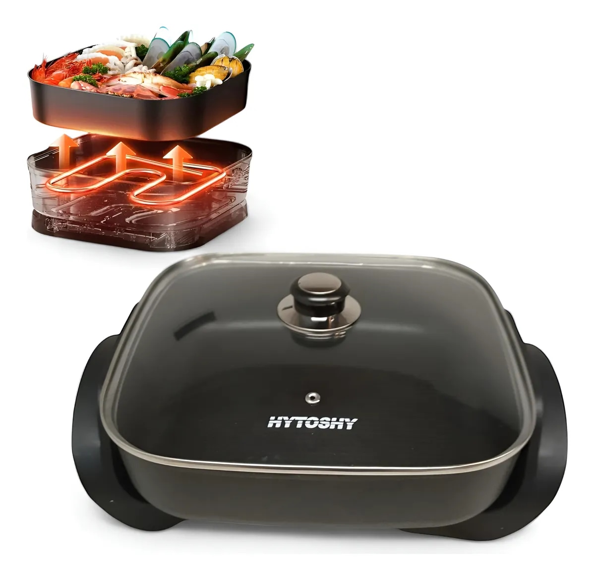 Olla Eléctrica Cuadrada Sartén Antiadherente 1500w - imagen 1