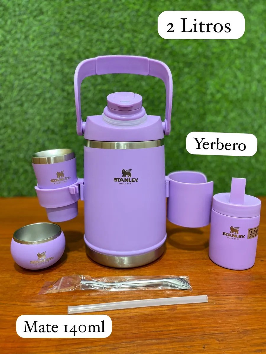 Kit Termolar Matero Tereré 2l Mate Vaso Yerbero Y Bombilla Lila - imagen 1