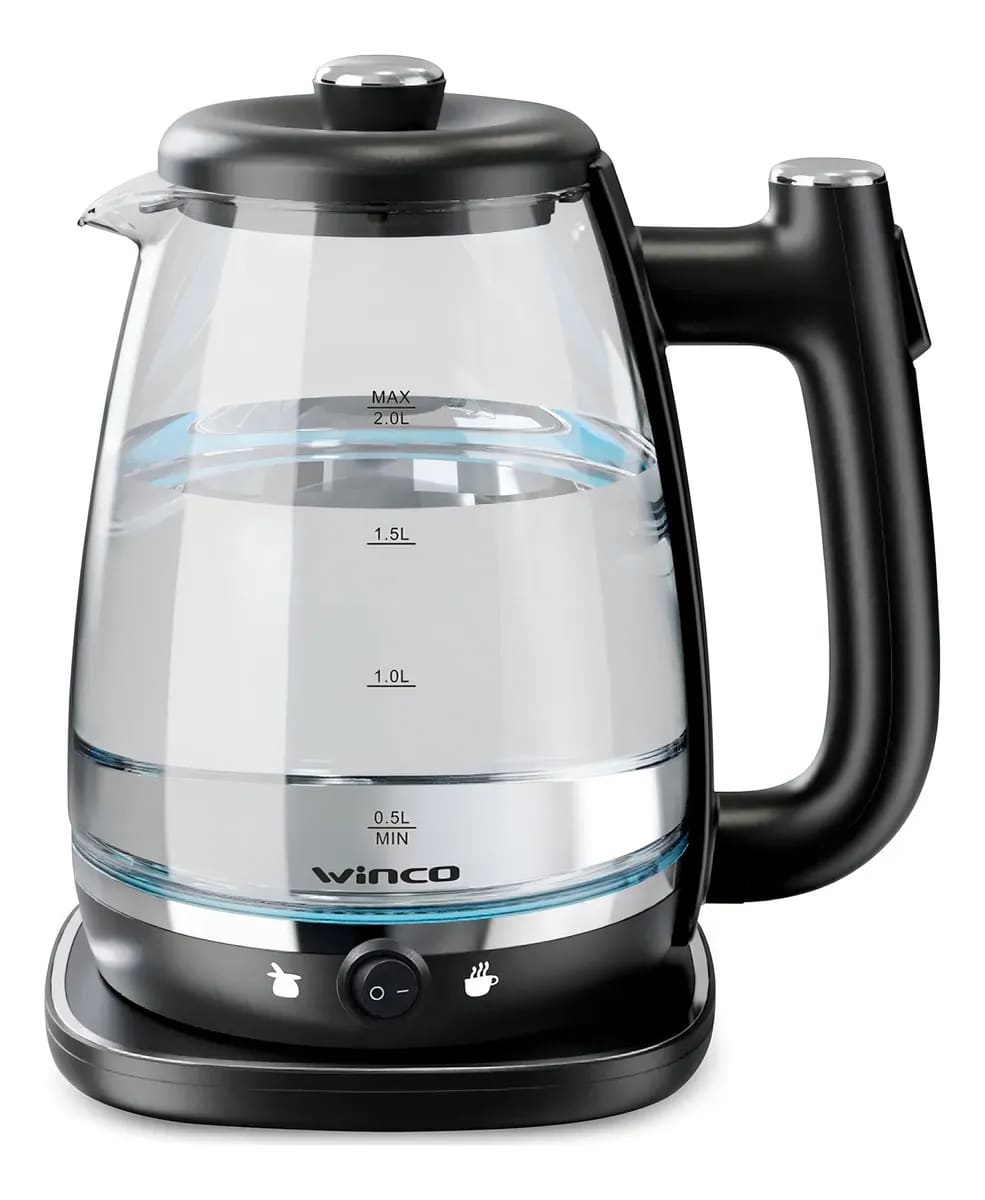 Pava Jarra Electrica Corte Mate Vidrio Led Winco W1719 Color Transparente