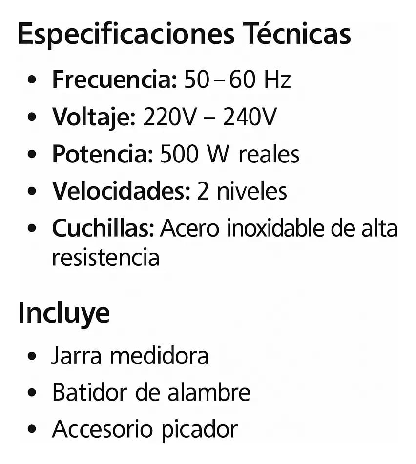 Mixer Lumabella B-2023 4 En 1 500w Minipimer Picadorabatidor Negro - miniatura 7