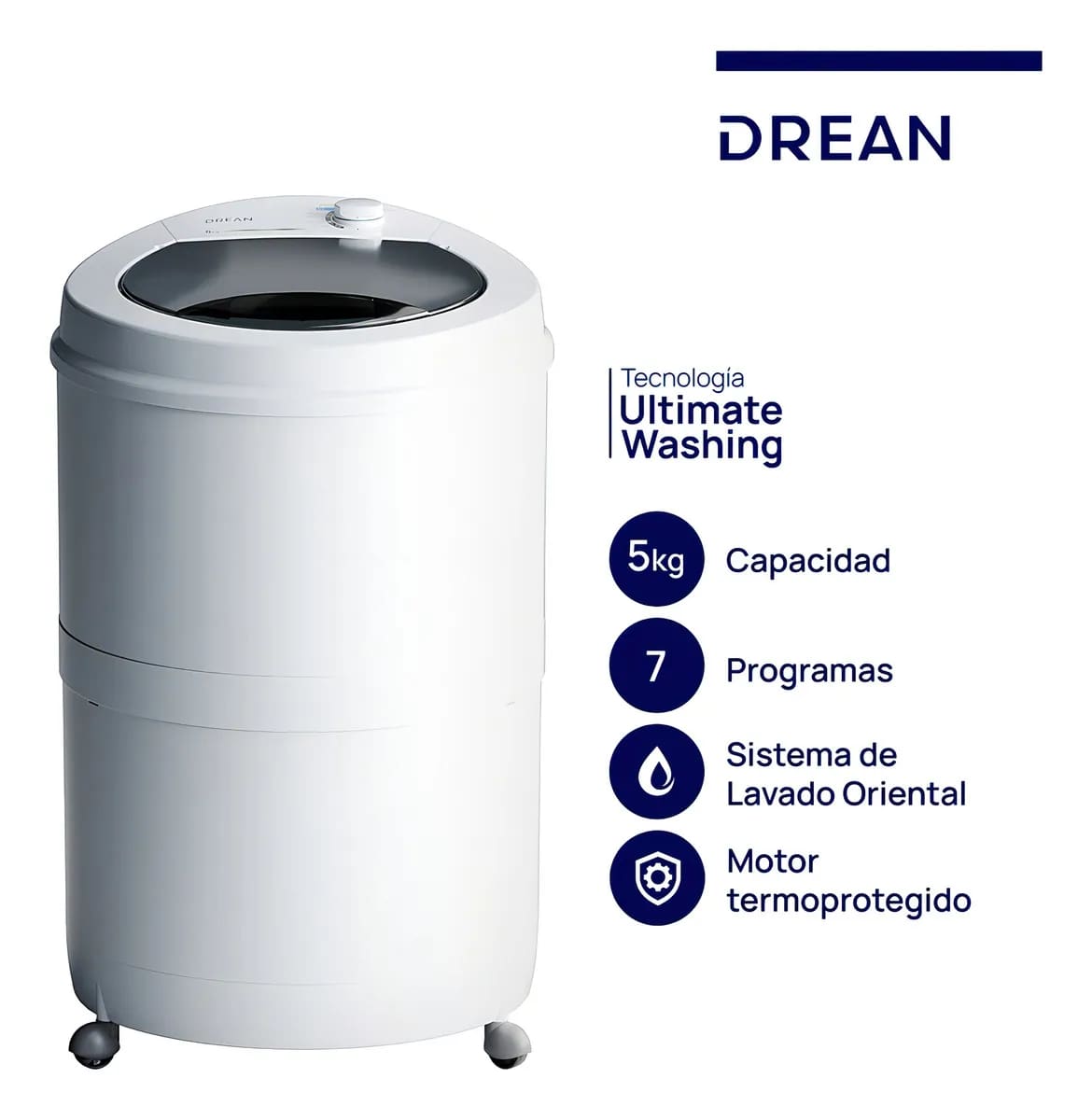 Lavarropas Semiautomático 5 Kg Blanco Drean Lrdr57sb0 Blanco