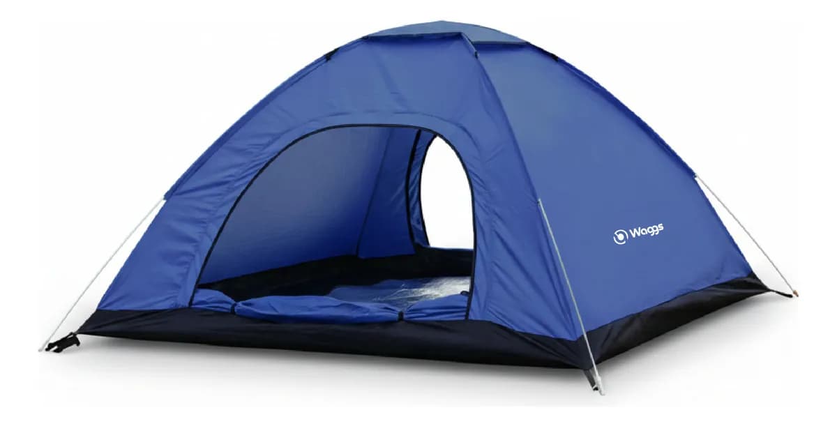 Carpa 4 Personas Automática Impermeable Waggs Doble Puerta Azul