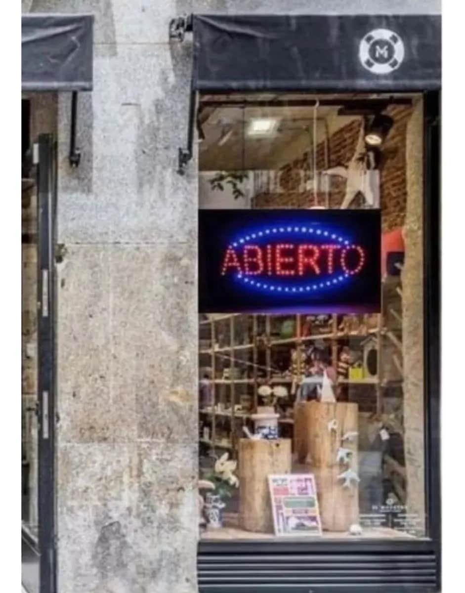 Cartel Led Luminoso Abierto Directo 220v Azul Y Rojo - miniatura 2