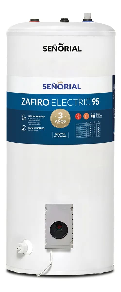 Termotanque Eléctrico Señorial Zafiro TESZP-95 80 Litros color blanco