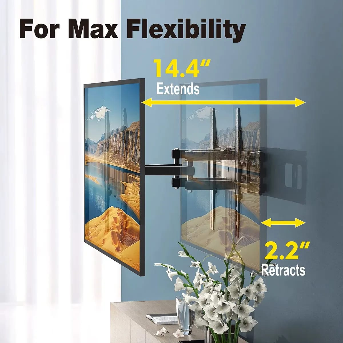 Soporte Tv Lcd Led Smart Articulado Doble Brazo 26 A 55 Negro - miniatura 4