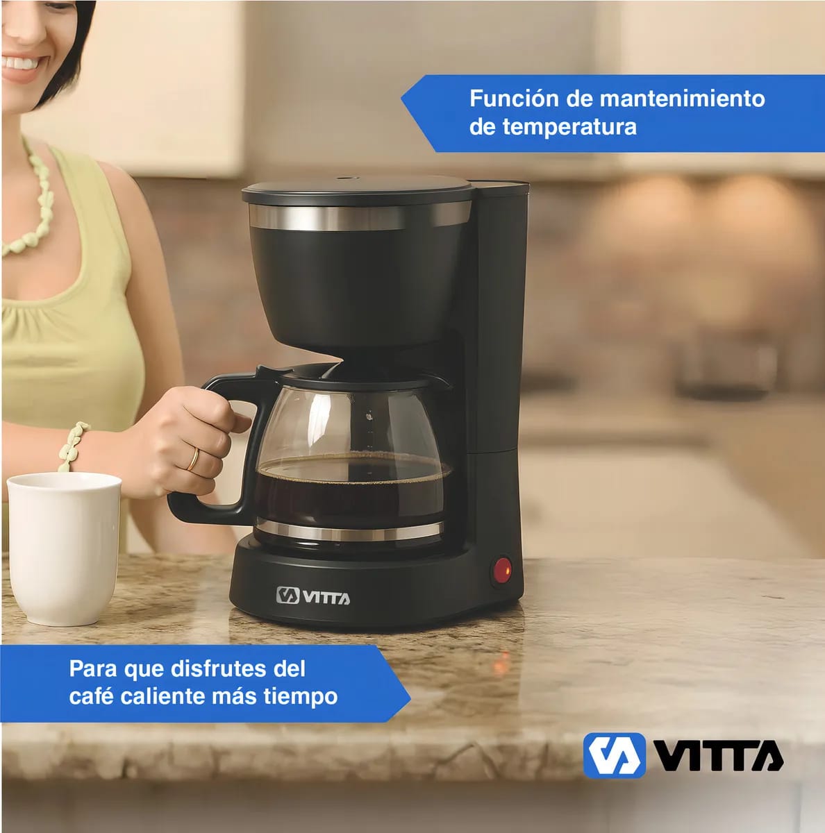 Cafetera De Filtro Semi-auto Vitta 6 Tazas Color Negro - miniatura 5