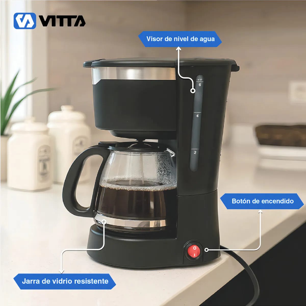 Cafetera De Filtro Semi-auto Vitta 6 Tazas Color Negro - miniatura 6