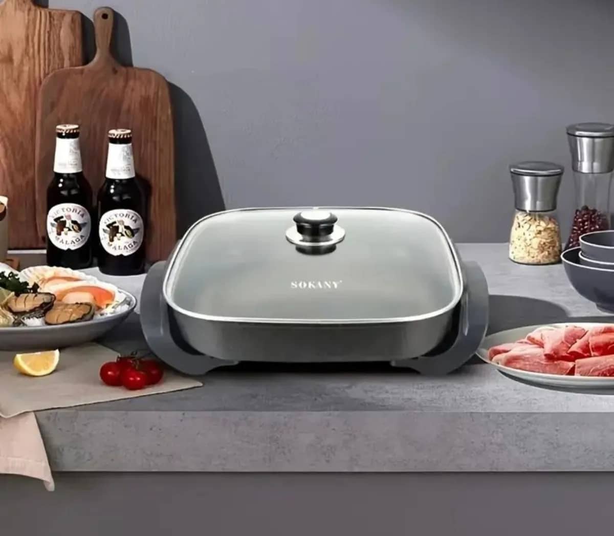 Olla Eléctrica Cuadrada Sartén Antiadherente 1500w - miniatura 3