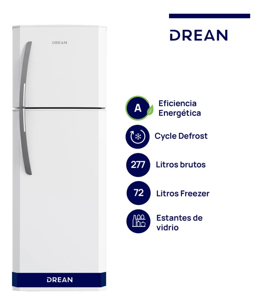Heladera Con Freezer Cíclica 277 L Blanca Drean