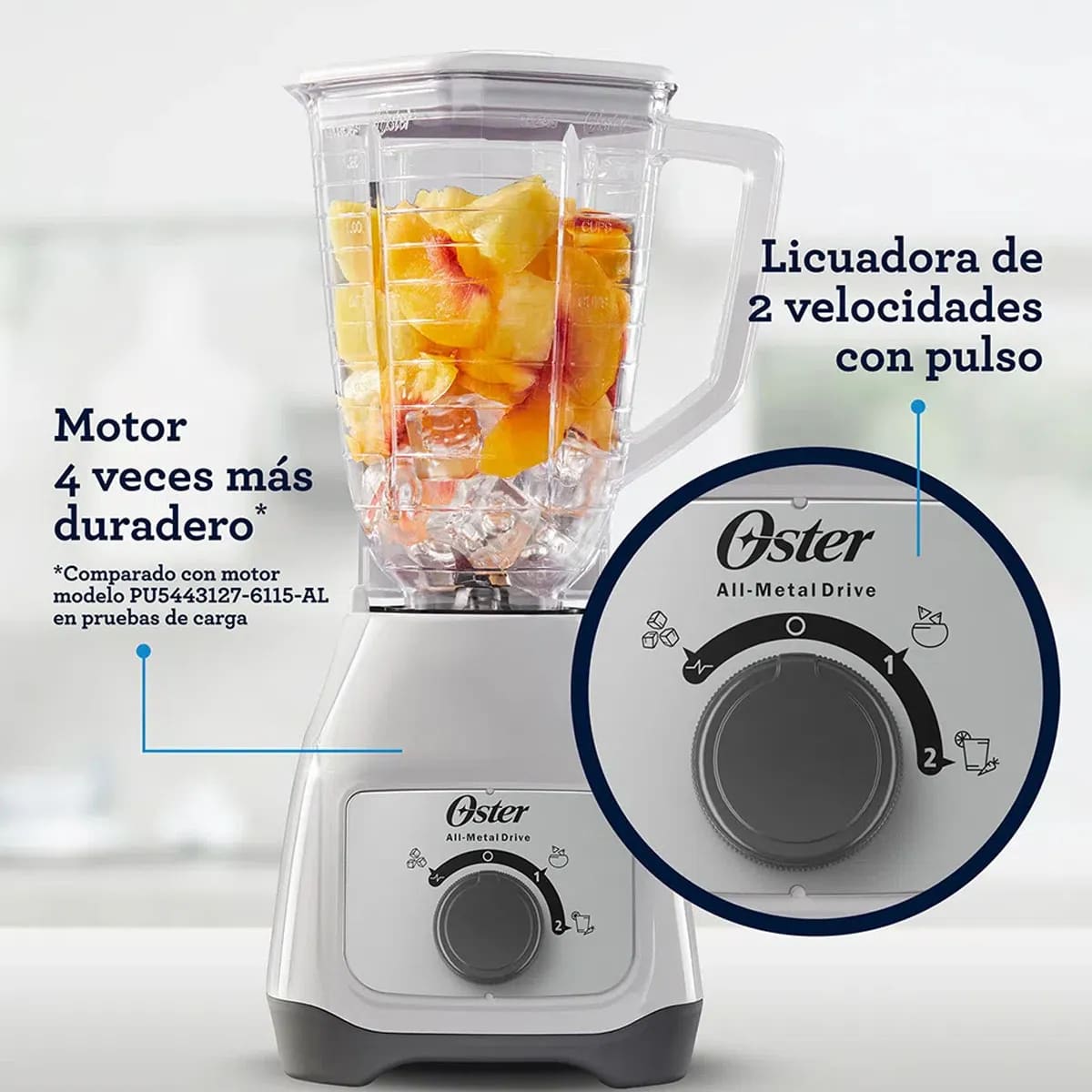 Licuadora Oster BLSTKAP Pica Hielo Acople Metálico 1.25l Negra 550W Color Negro - miniatura 5