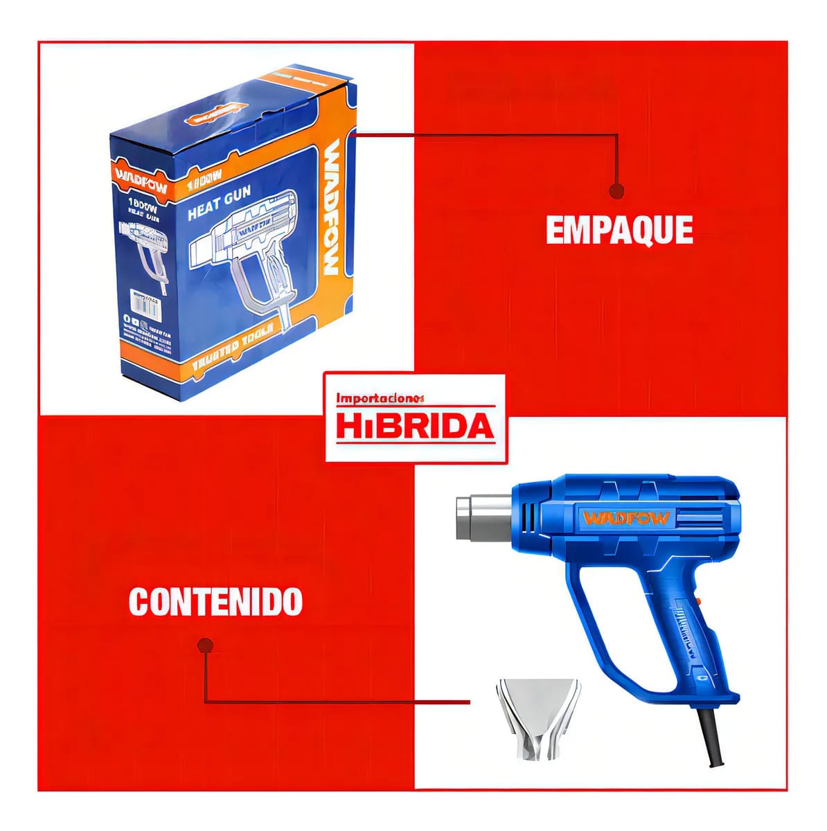 Pistola De Calor 1800w Aire Caliente Calentador WADFOW - miniatura 3