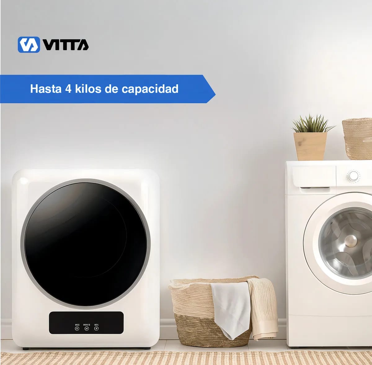 Secarropas Por Calor Vitta 4kg Panel Digital 4 Programas Color Blanco - miniatura 4