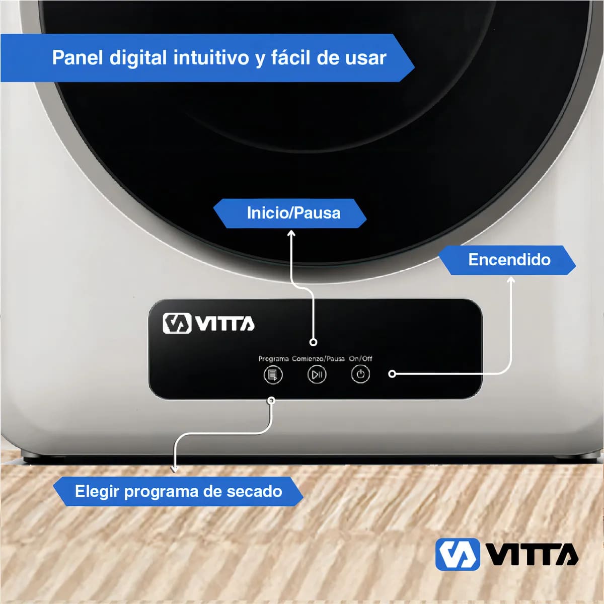 Secarropas Por Calor Vitta 4kg Panel Digital 4 Programas Color Blanco - miniatura 5