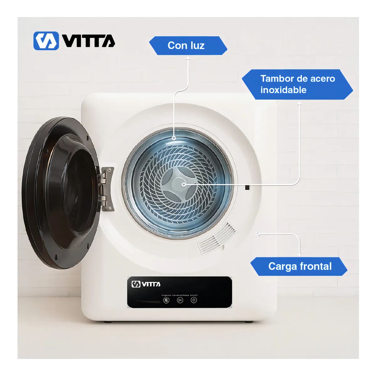 Secarropas Por Calor Vitta 4kg Panel Digital 4 Programas Color Blanco - miniatura 7